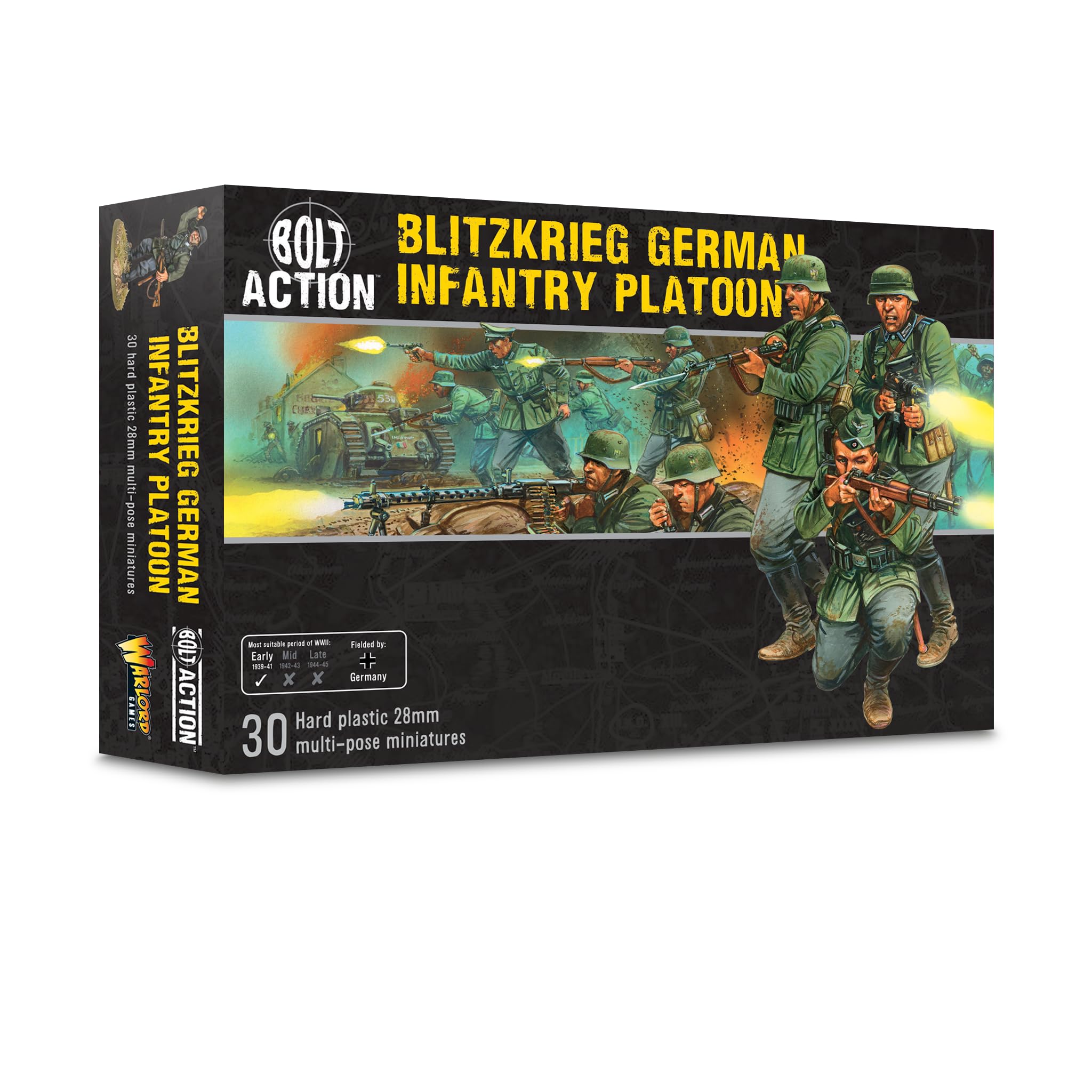 Warlord Games Blitzkrieg German Infantry - 28mm Scale Plastic Miniatures for Bolt Action Highly Detailed World War 2 Miniatures for Table-top Wargaming