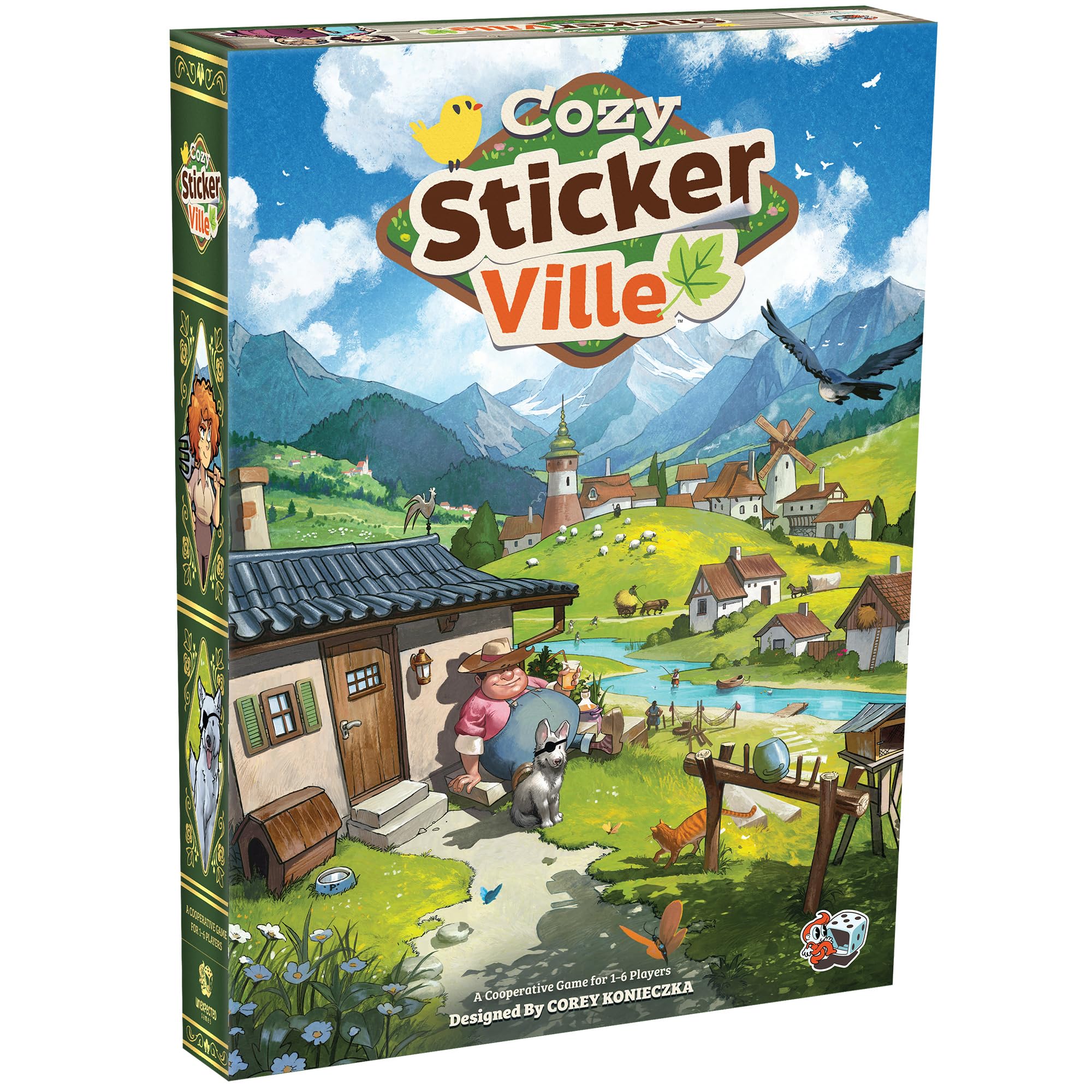 Asmodee Cozy Stickerville Board Game - Narrative Strategy Game of Village Building & Storytelling, Family-Friendly Fun for Kids & Adults, Ages 8+, 1-6 Players, 30 Minute Playtime