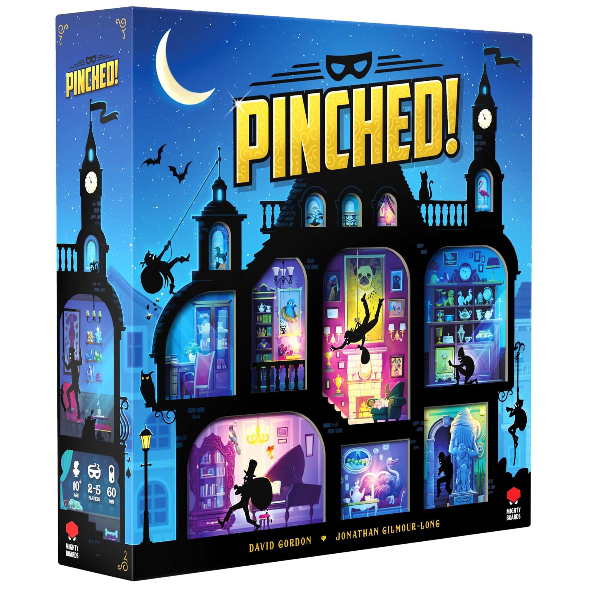 Mighty Boards: Pinched! - Heist Board Game, Mastermind A Manor Burglary, Blends Bluffing Guessing & Psychological Strategy, Ages 14+, 2-5 Players