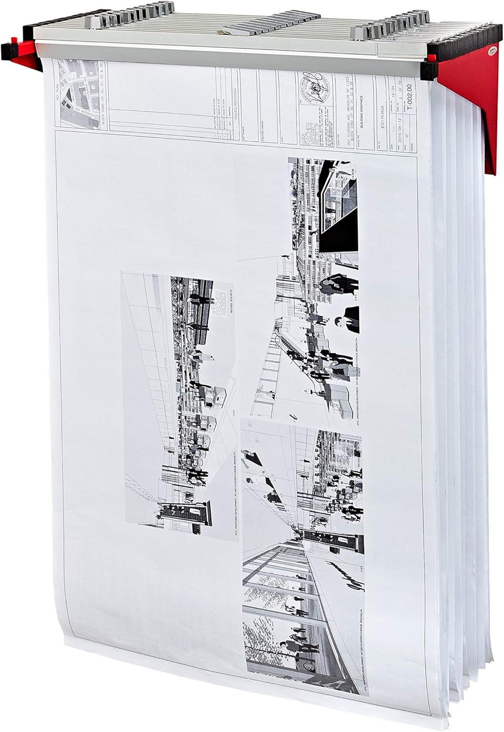 Drop/Lift Wall Rack for Blueprints, Red