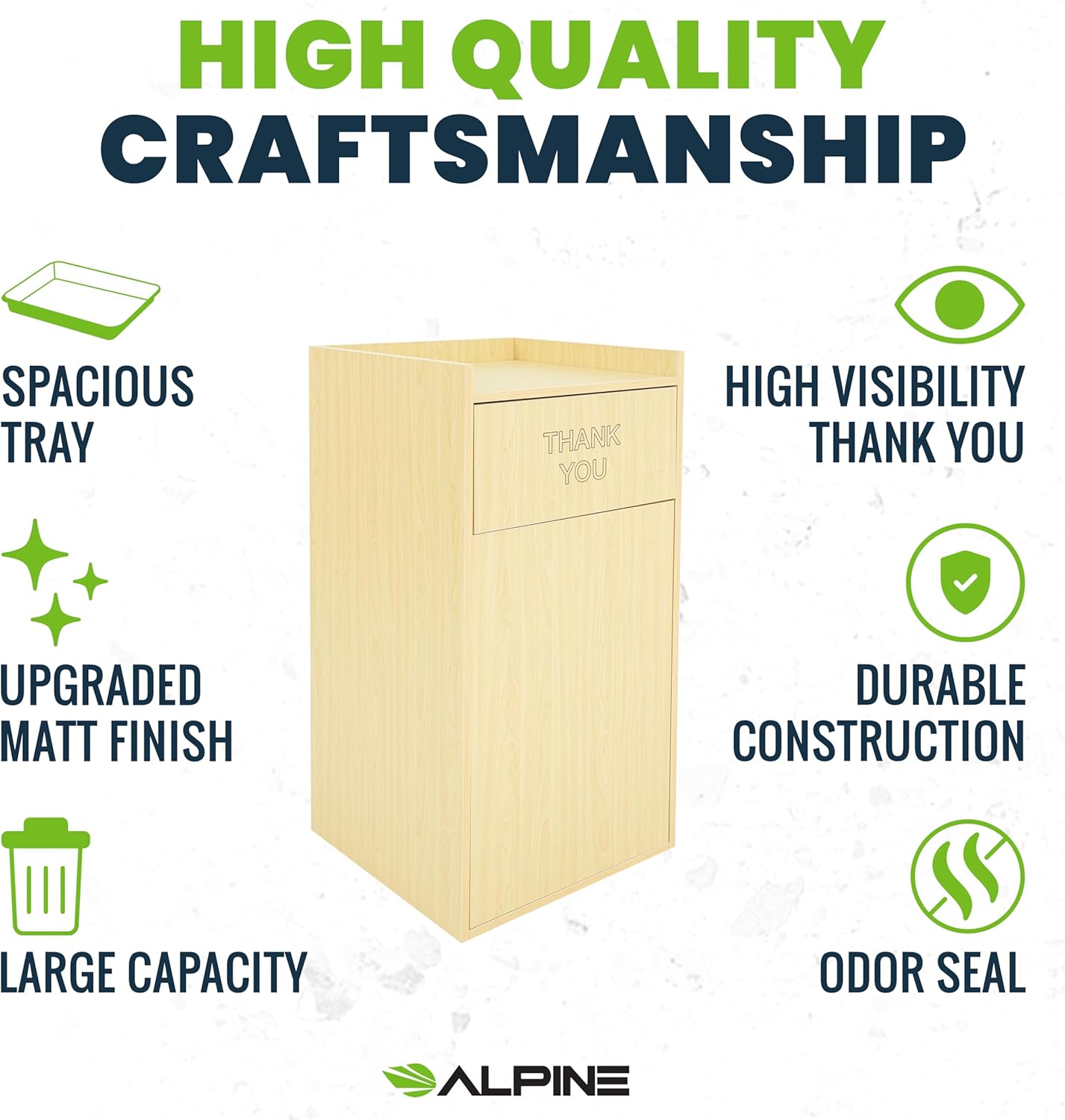 40 Gal. Oak Finish Wood Commercial Tray Top Waste Enclosure Trash Receptacle 2 Pack