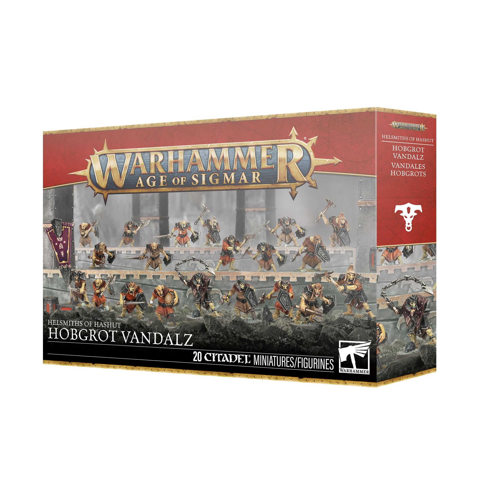 Warhammer Age of Sigmar Hobgrot Vandalz – 20-Piece Plastic Infantry Miniature Kit, 124 Components, 25mm Round Bases, 450 Waterslide Transfers – Unpainted