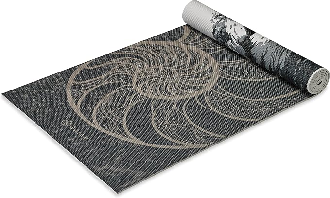 Gaiam Yoga Mat - Premium 6mm Print Extra Thick Non Slip Exercise & Fitness Mat for All Types of Yoga, Pilates & Floor Workouts (68"L x 24"W x 6mm Thick) - Spiral Motion