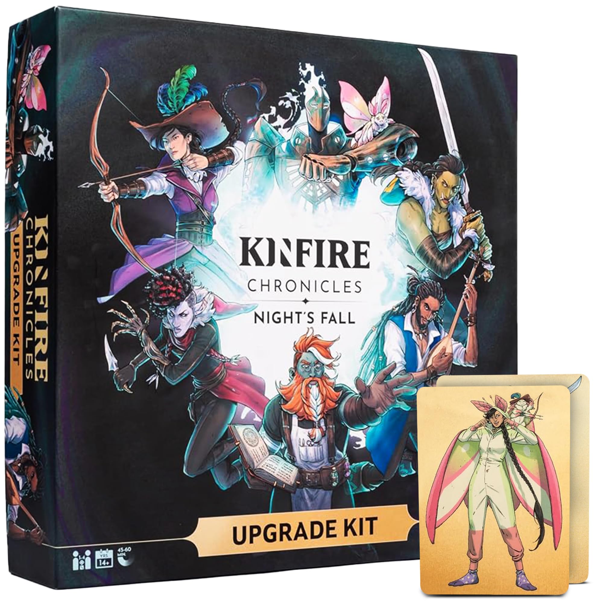 Kinfire Chronicles: Upgrade Kit, Deluxe Accessory Pack with Metal Tokens, Acrylic Standees, Neoprene Mats, Custom Sleeves, Alternate Seeker Skins & DIY Quest, Ages 14+(Not Standalone, Needs Base Game)