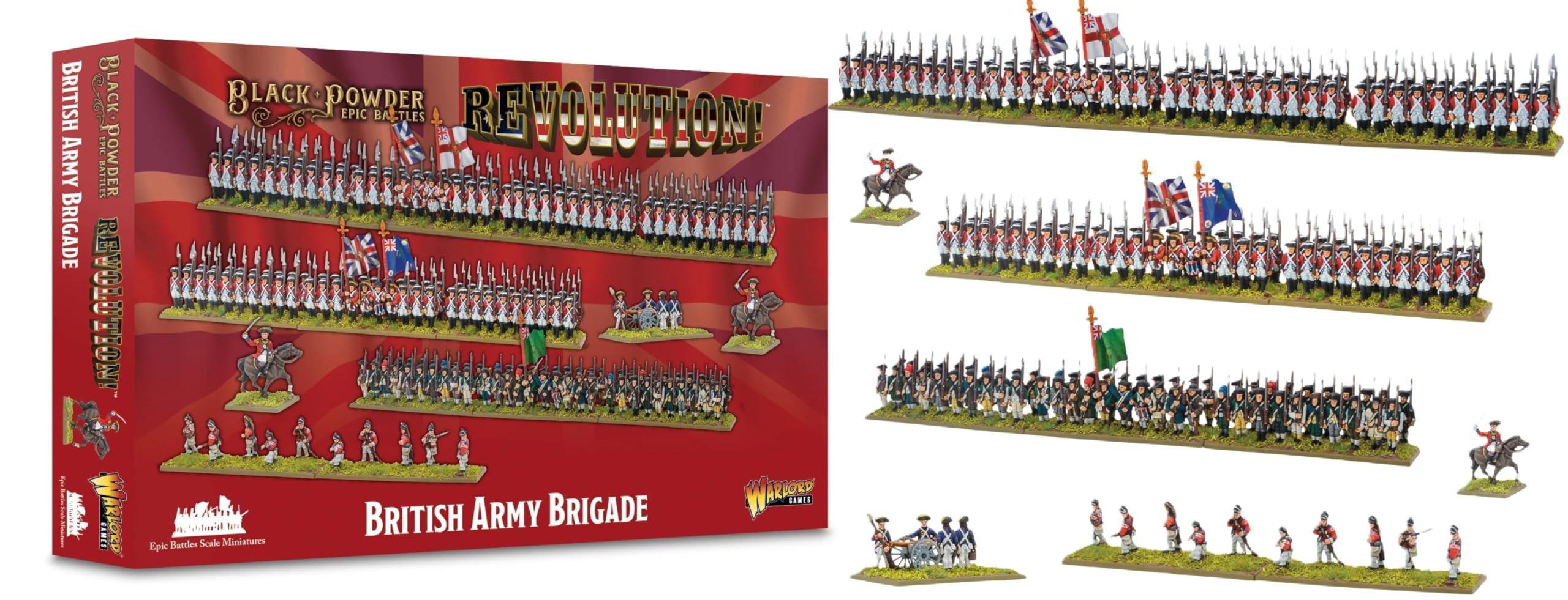 Warlord Black Powder British Army Brigade Tabletop Miniatures - Plastic Paintable Miniature 1700-1900 Soldiers Set, Unpainted Table Top 28mm Military Minifigures for Adults - Gaming Figurines Pack