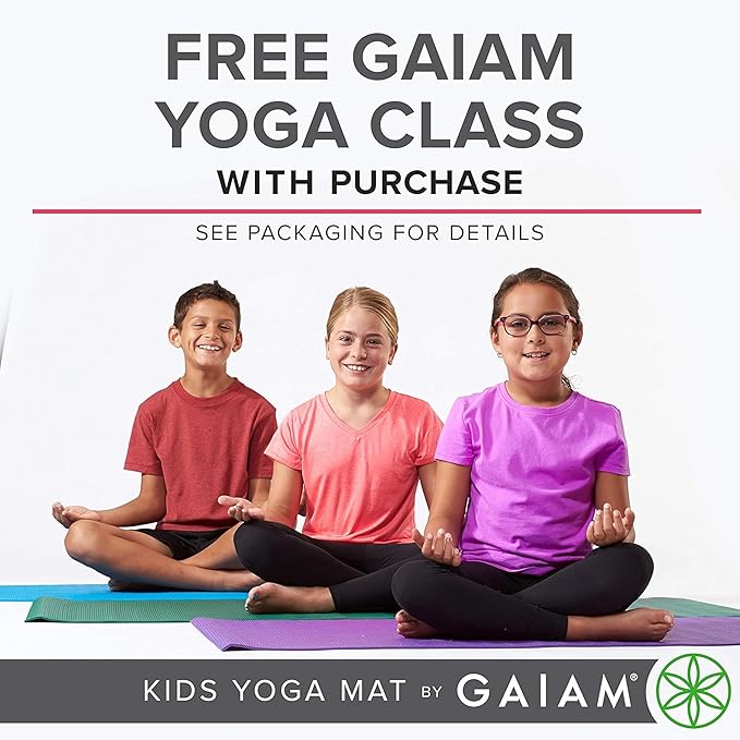 Gaiam Kids Yoga Mat Exercise Mat, Yoga for Kids with Fun Prints - Playtime for Babies, Active & Calm Toddlers and Young Children (60" L x 24" W x 3mm Thick) - Blue Rocket