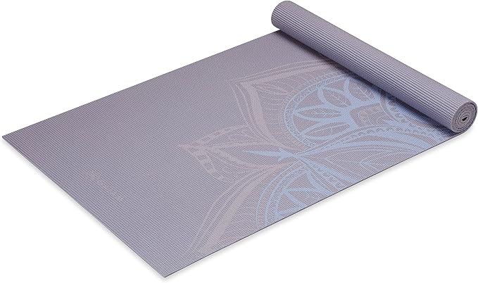 Gaiam Yoga Mat - Premium 5mm Print Thick Non Slip Exercise & Fitness Mat for All Types of Yoga, Pilates & Floor Workouts (68" x 24" x 5mm) - Dusty Purple Point