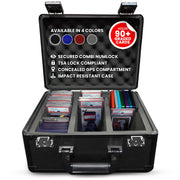 EVORETRO Graded Card Case Storage Box - PSA Slab Case Holds up to 90 PSA Cards Also Fits Top Loaders, BGS, CSG, One Touch, Sports & Trading Cards - 3 Rows Graded Card Storage Box with TSA Lock (Black)
