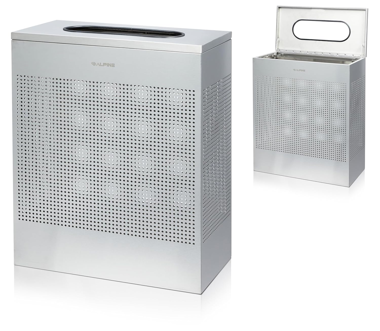 23 Gallon Stainless Steel Square Perforated Decorative Waste Receptacle