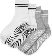 Gaiam Grippy Crew Socks (2-Pack, Grey/White)