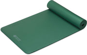 Gaiam Essentials 2/5" Thick (10mm) Yoga & Pilates, Fitness & Exercise Mat with Easy-Cinch Carrier Strap Cushion Support For Fitness and Gym Workouts - Green