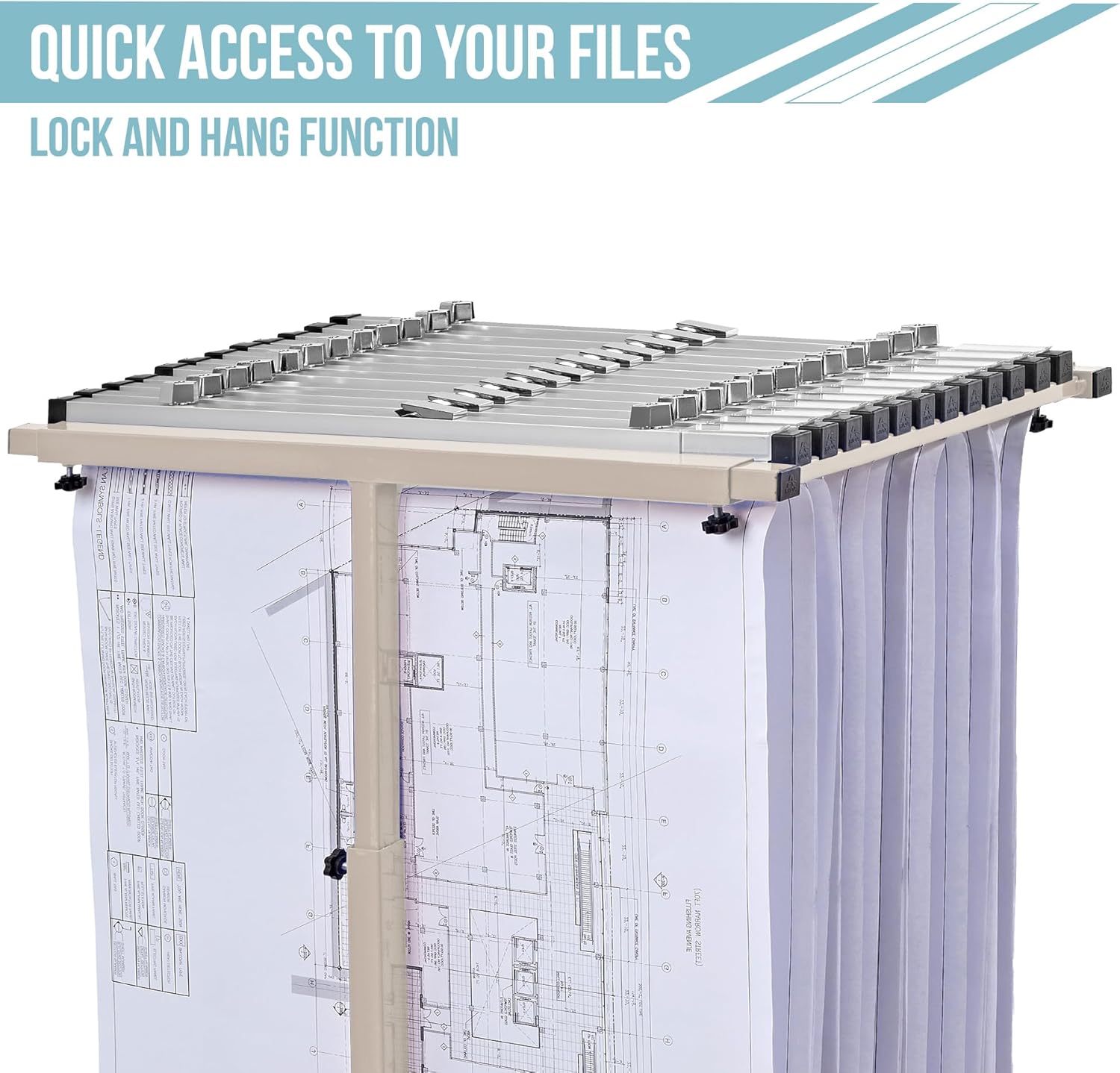 Mobile Vertical Plan Center with 12 30" Hanging Clamps