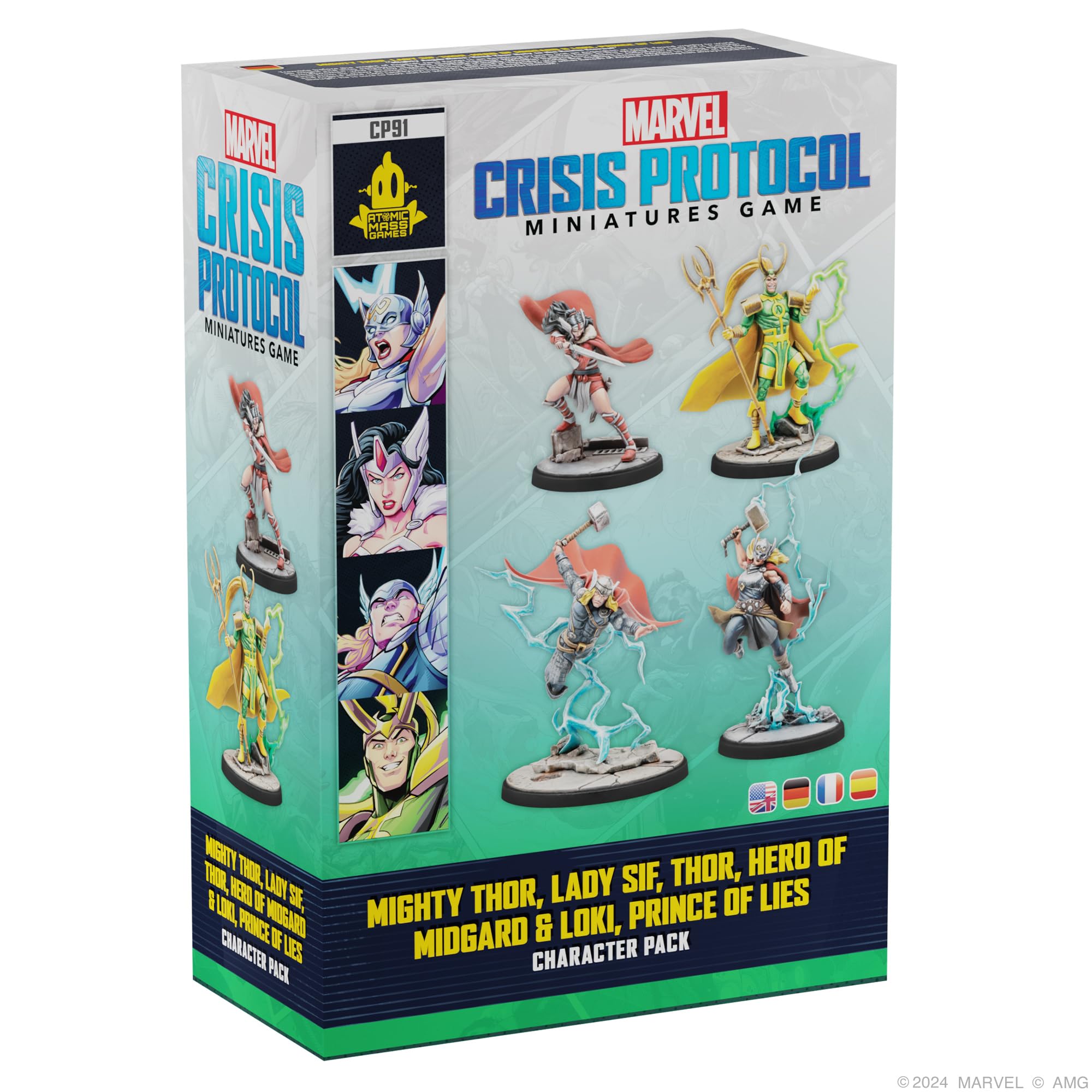 Marvel: Crisis Protocol Mighty Thor, Lady SIF, Thor, Hero of Midgard, and Loki, Prince of Lies Character Pack, Tabletop Superhero Game, Ages 14+, 2 Players, 90 Min Playtime, Made by Atomic Mass Games