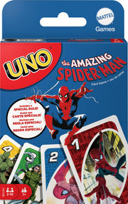 Mattel Games UNO The Amazing Spider-Man Card Game for Kids, Adults & Family Nights with Collectible Deck & Special Rule Inspired by The Marvel Comic Book Series