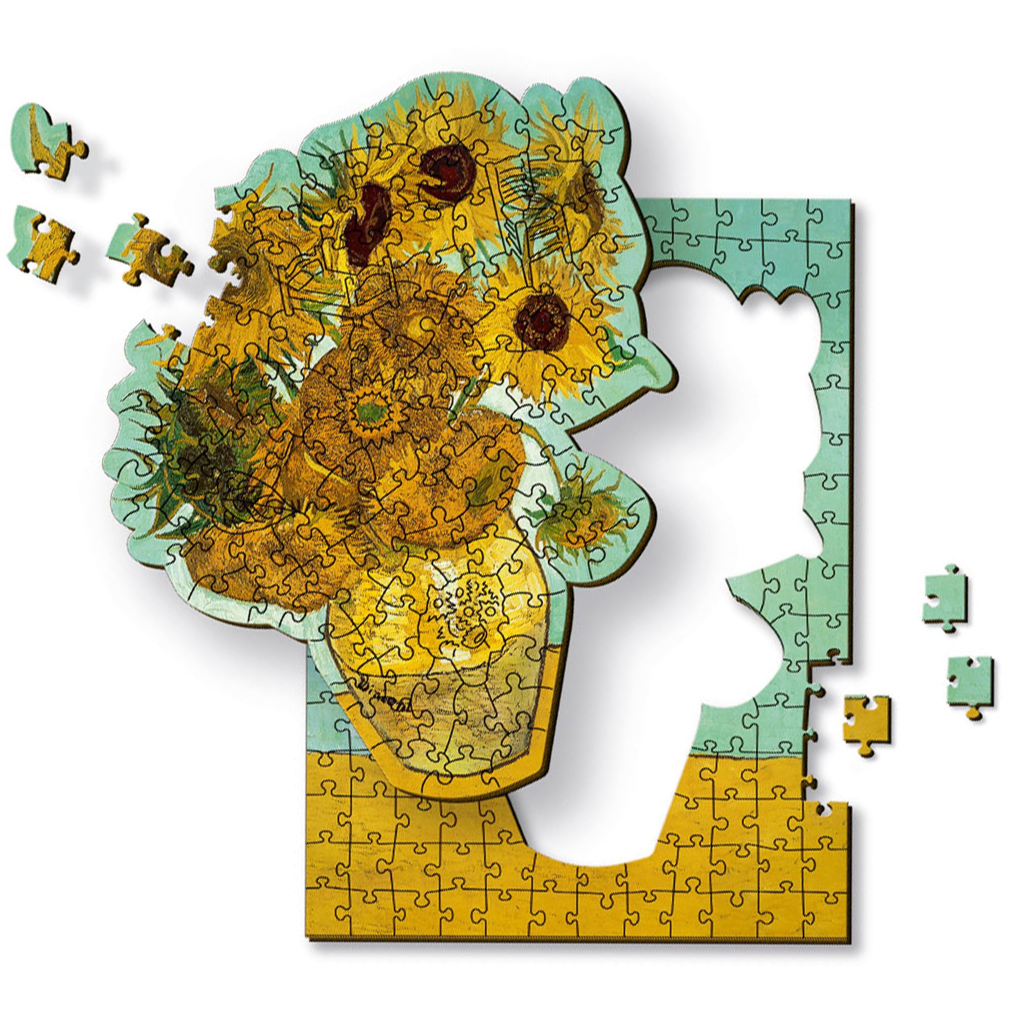 Trefl Sunflowers - Vincent Van Gogh 200 Jigsaw Puzzle Wood Craft Irregular Shapes, 5 Special Puzzles, Famous Paintings and Artists, Creative Fun for Adults and Children from 9 Years Old