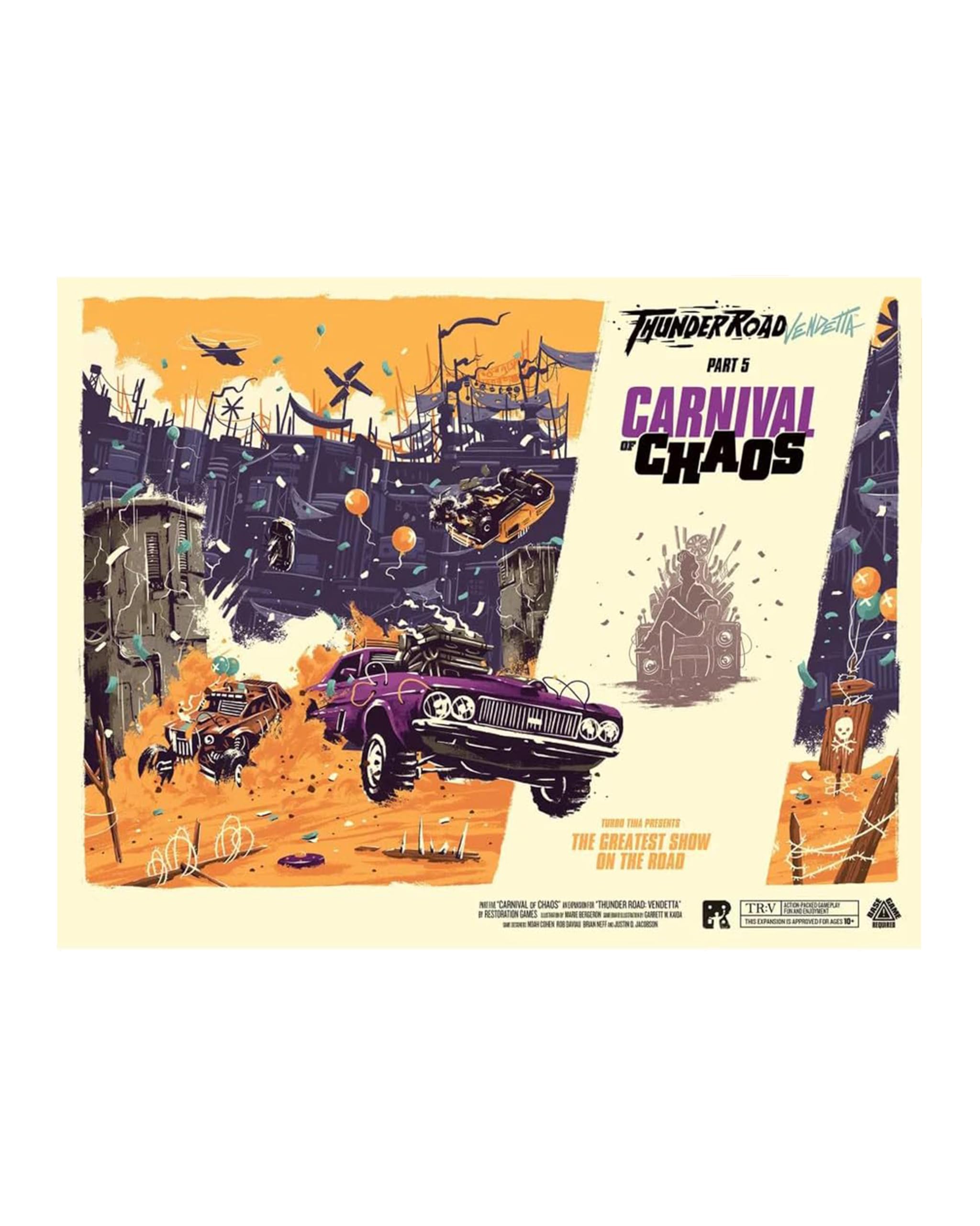 Restoration Games Thunder Road Vendetta Part 5 Carnival of Chaos - Strategy Board Game for Adults - Demolition Derby Racing Game Expansion - 2-5 Players - 30-75 Min Playtime - Ages 10+