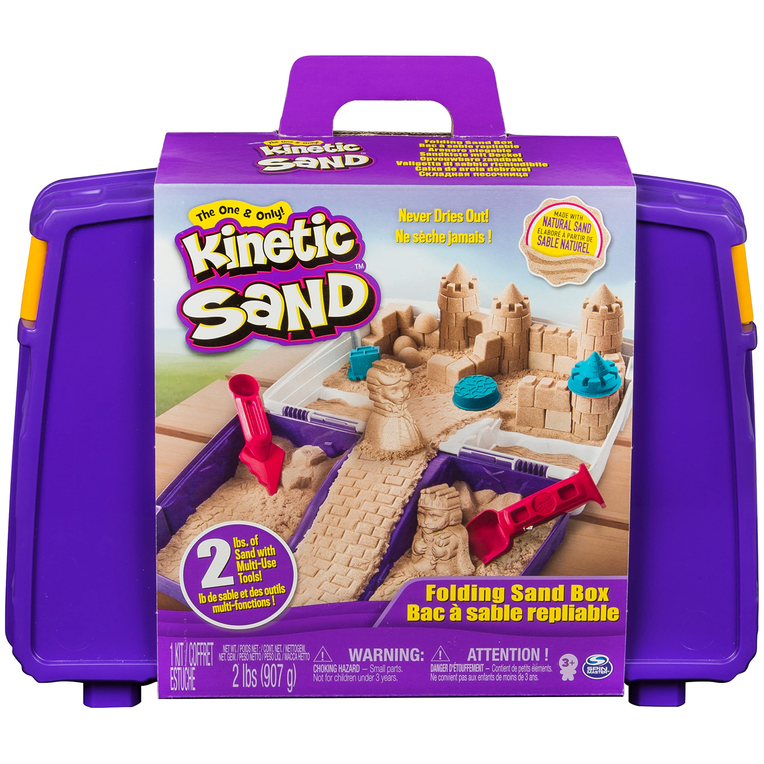 Kinetic Sand, Folding Sand Box with 2lbs of Kinetic Sand and Mold and Tools