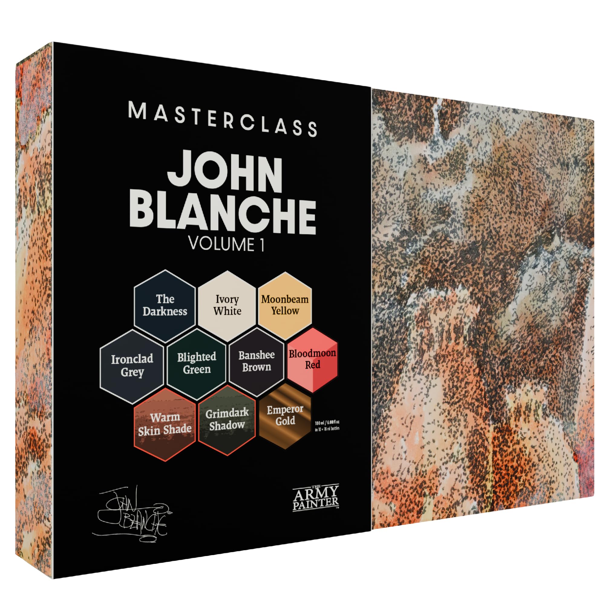 The Army Painter, Masterclass John Blanche Volume 1 Paint Set, 6 x 18 ml Warpaints Fanatic Paints, 1 unique Speedpaint, 2 Washes, 1 Metallic & 1 Art Print - Model Paint Set for Miniature Wargaming