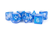 Metallic Dice Games Stardust Blue w/ Silver Numbers 16mm Acrylic Polyhedral Set