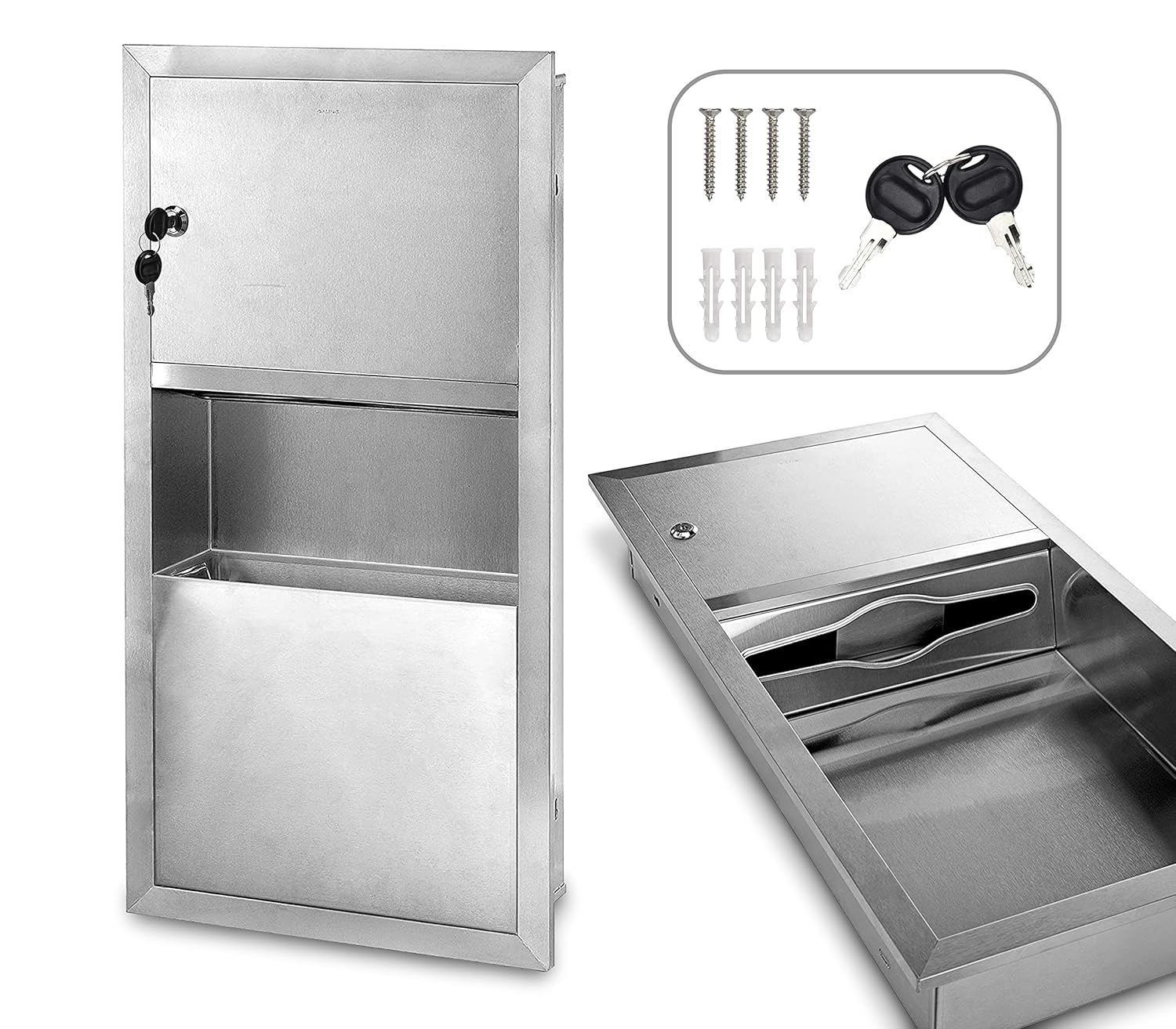 Recessed Paper Towel Dispenser / Waste Receptacle