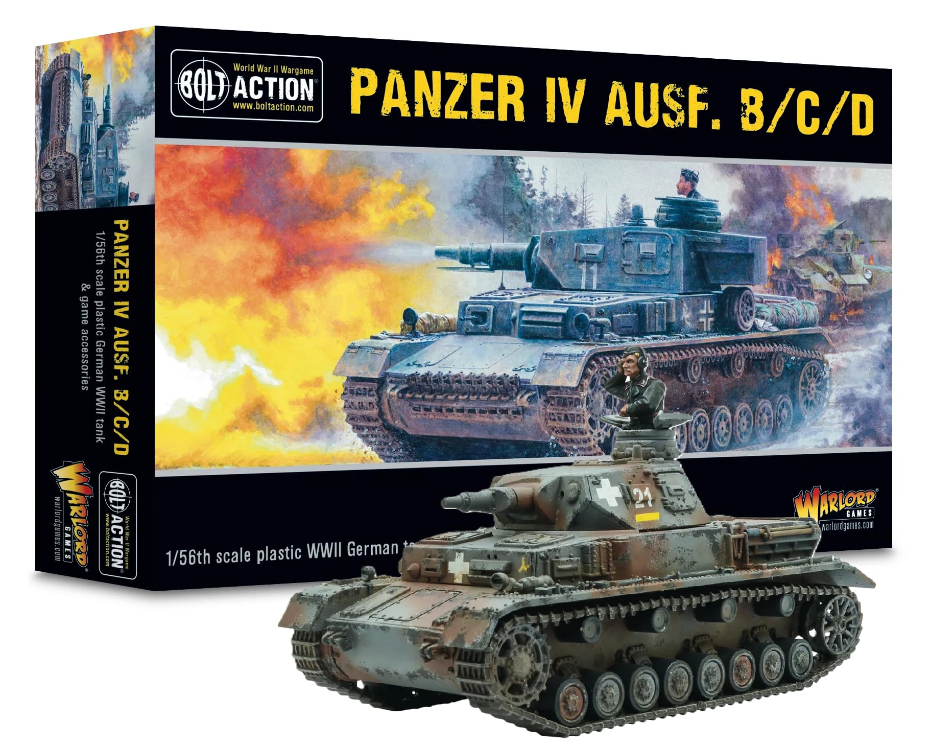 Warlord Games Bolt Action WWII Panzer IV Ausf. B/C/D Tank 1:56 Military Table Top Wargaming Plastic Model Kit 402012056