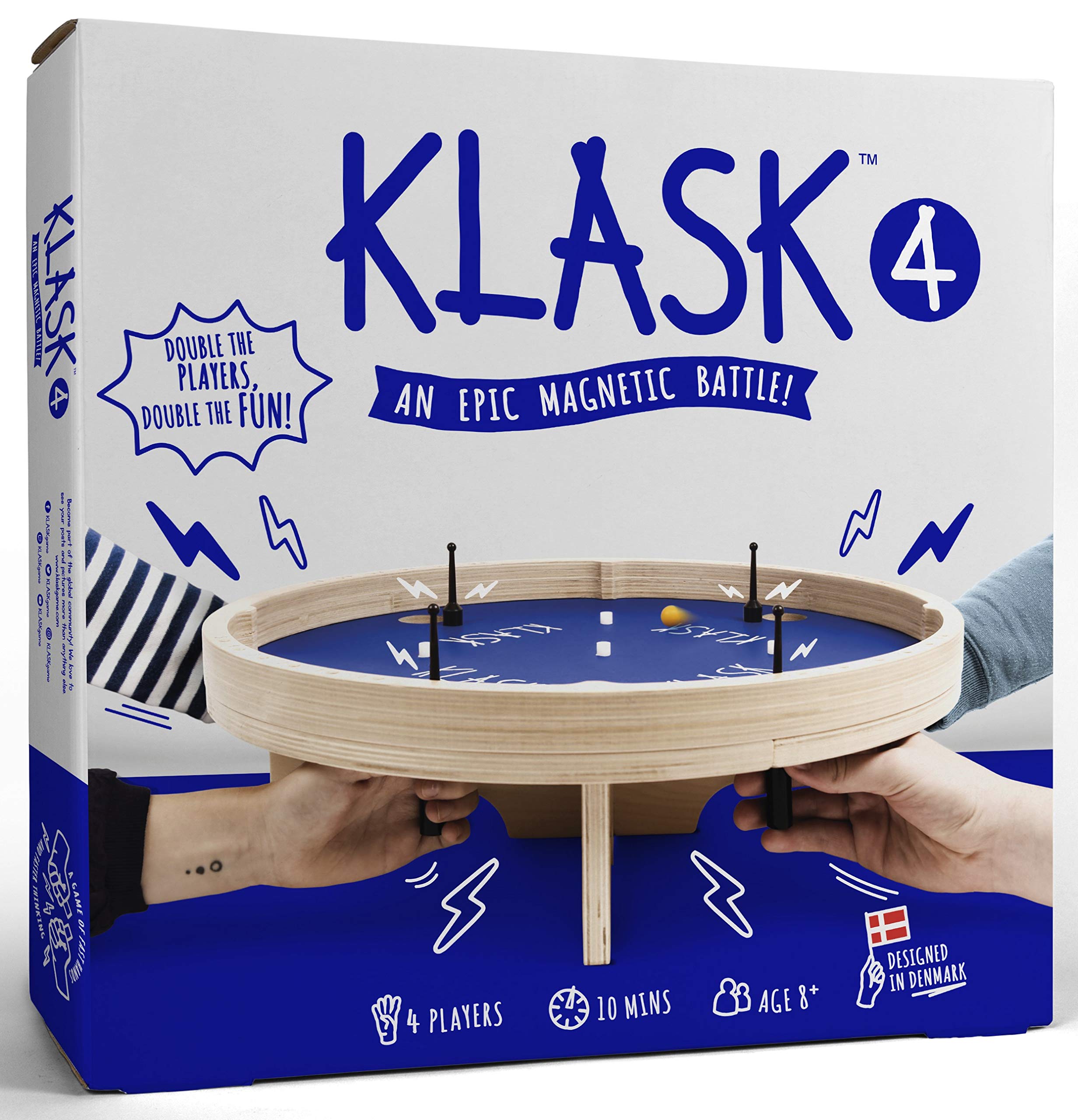 KLASK: The Magnetic Award-Winning Party Game of Skill - for Kids and Adults of All Ages That’s Half Foosball, Half Air Hockey (4 Player)