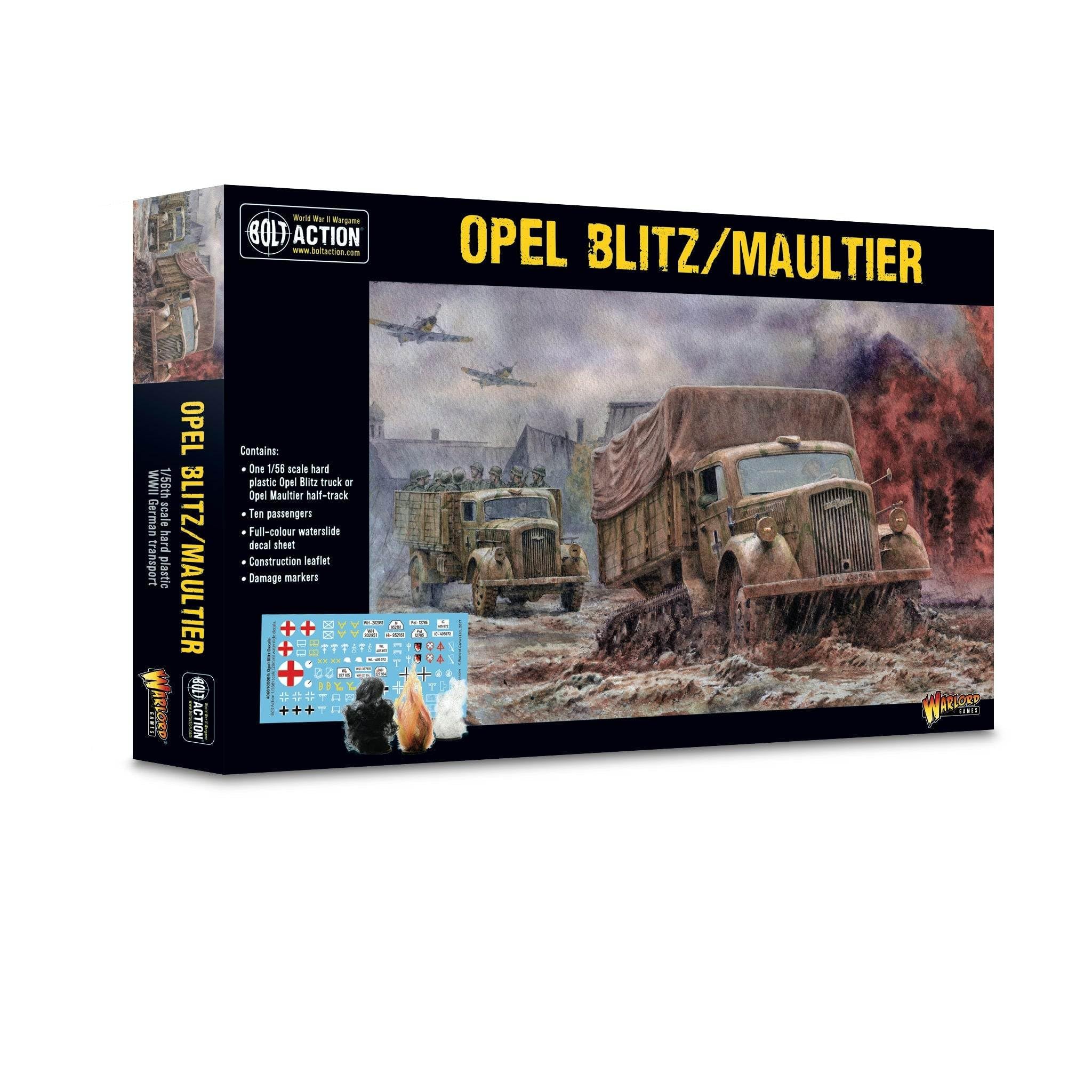 Warlord Bolt Action Opel Blitz/Maultier Truck 1:56 Tabletop Miniatures - Plastic Paintable Miniature WWII Soldiers Set, Unpainted Table Top 28mm Military Minifigures for Adults - Gaming Figurines Pack