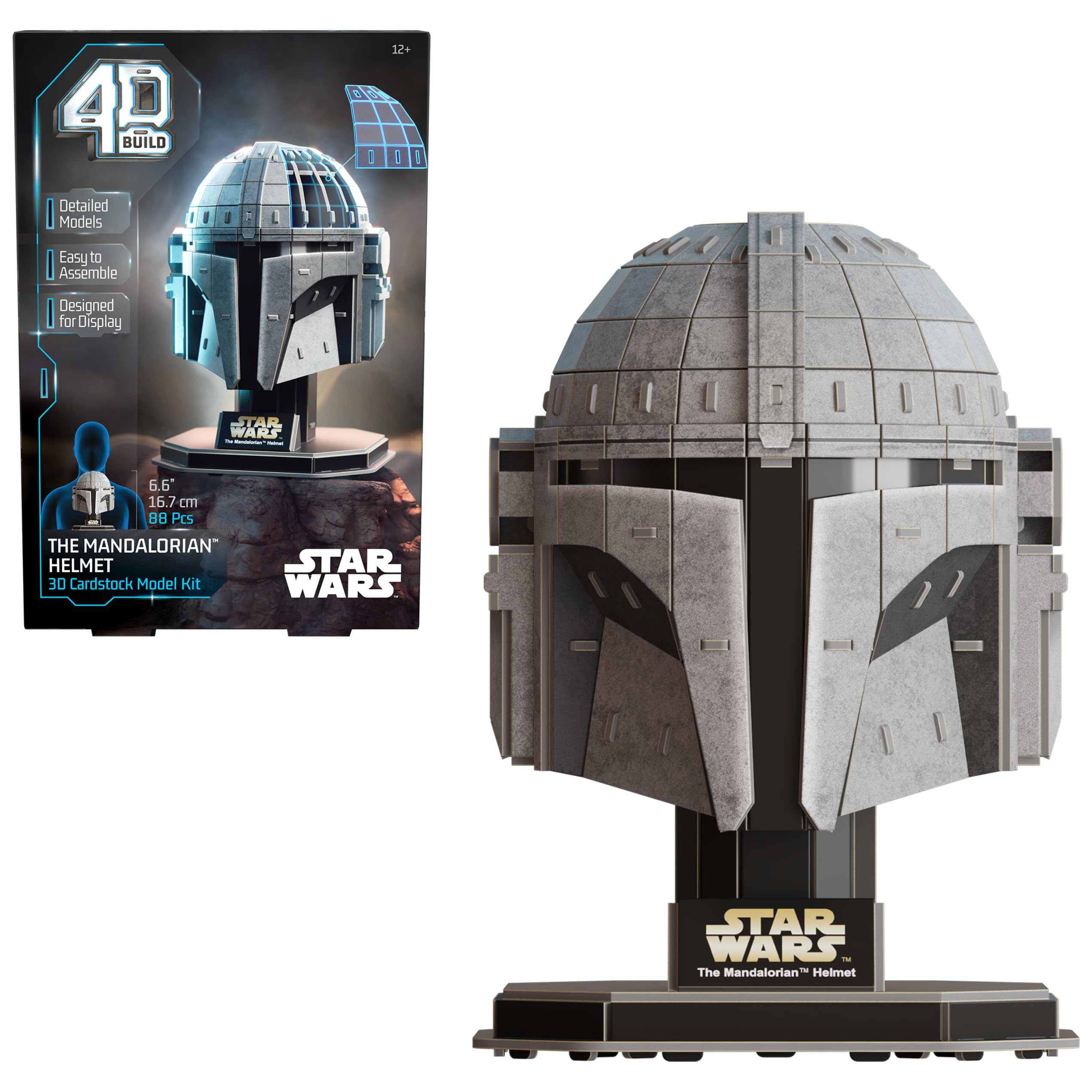 4D Build, Star Wars Mandalorian Helmet 3D Model Kit, Star Wars Collectibles & Desk Decor, Adult Puzzle, Building Toys, 3D Puzzles for Adults & Teens, 88 Pieces, Gift Ideas for Ages 12 & Up