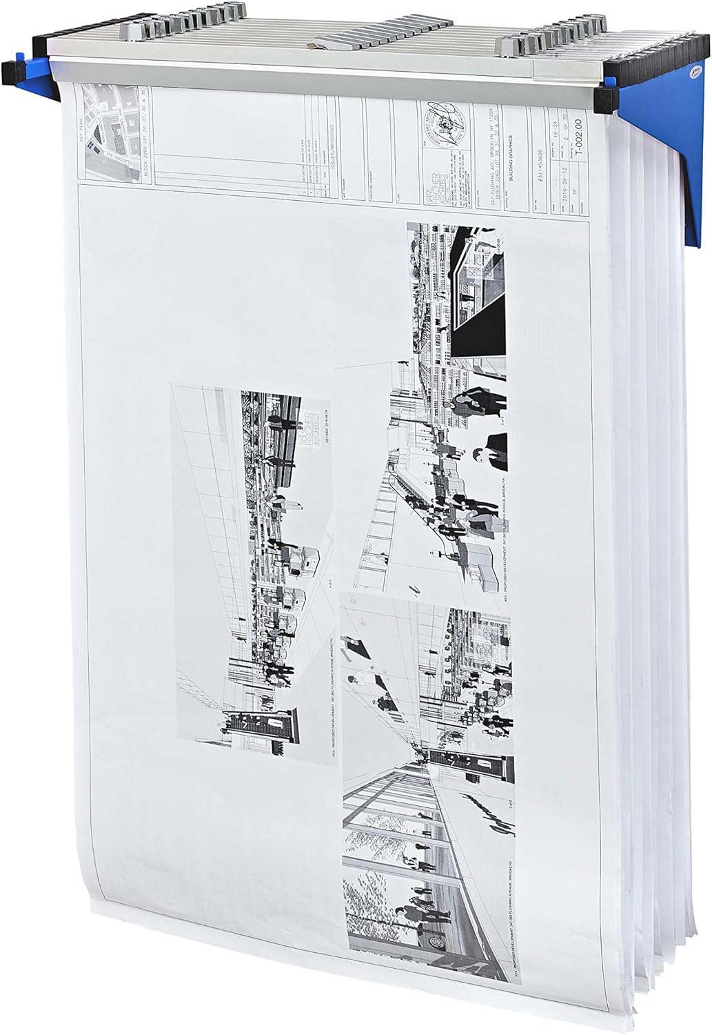 Drop/Lift Wall Rack for Blueprints, Blue