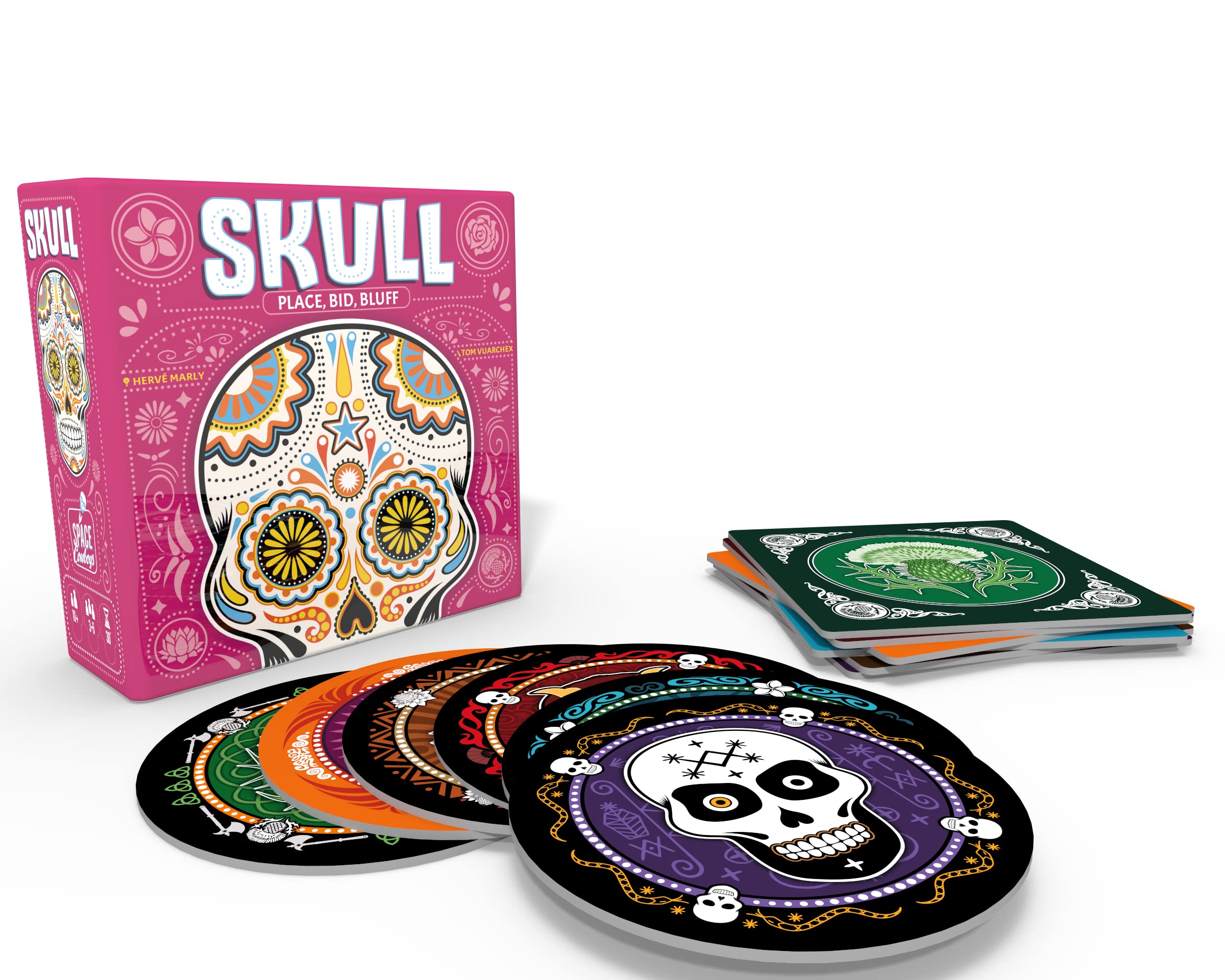Asmodee Skull Party Game - Bluffing and Strategy Game, Family Fun for Kids & Adults, Ages 13+, 3-6 Players, 30 Minute Playtime