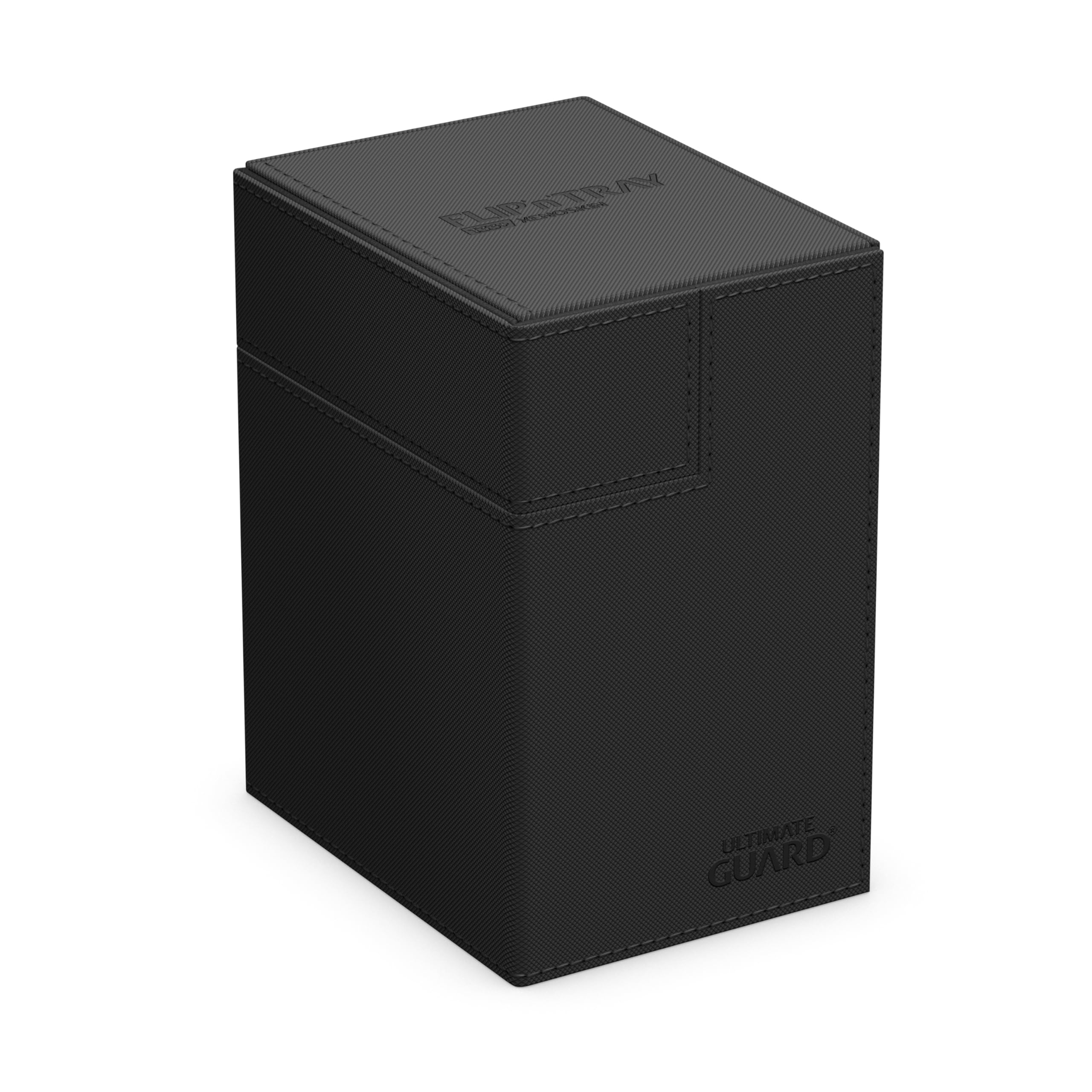 Ultimate Guard Flip'n'Tray 133+, Deck Case for 133 Double-Sleeved TCG Cards + Dice Tray, Black, Independent Magnetic Closure & Microfiber Inner Lining