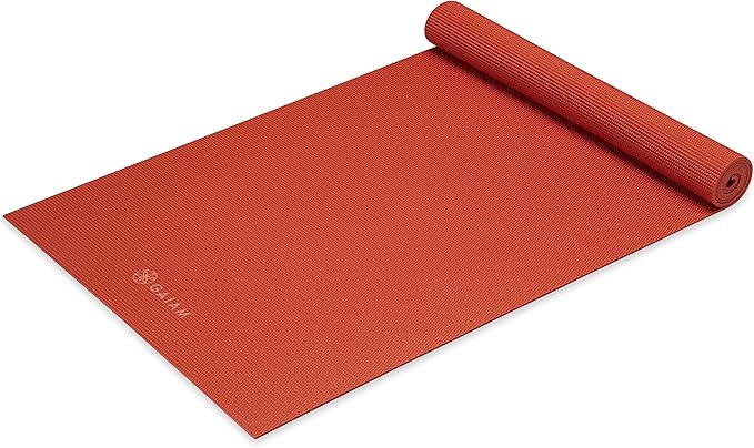 Gaiam Yoga Mat - Premium 5mm Solid Thick Non Slip Exercise & Fitness Mat for All Types of Yoga, Pilates & Floor Workouts (68" x 24" x 5mm) - Sunburnt