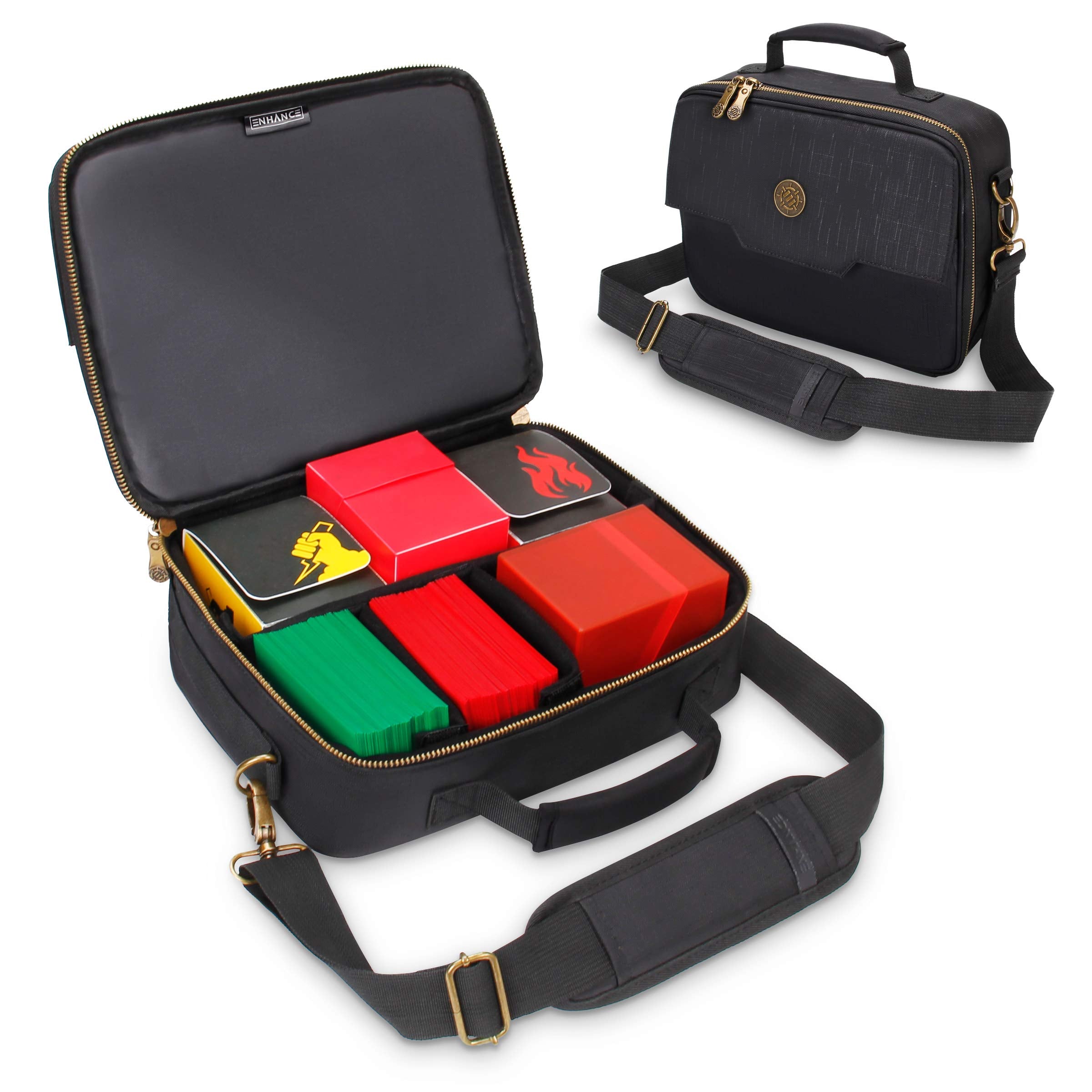 ENHANCE MTG Card Box Storage Case - Deck Holder Card Carrying Case Bag Compatible with Magic MTG Cards , Card Games, Cards Against Humanity - Pencil Loops , Pocket for Dice, & Tokens