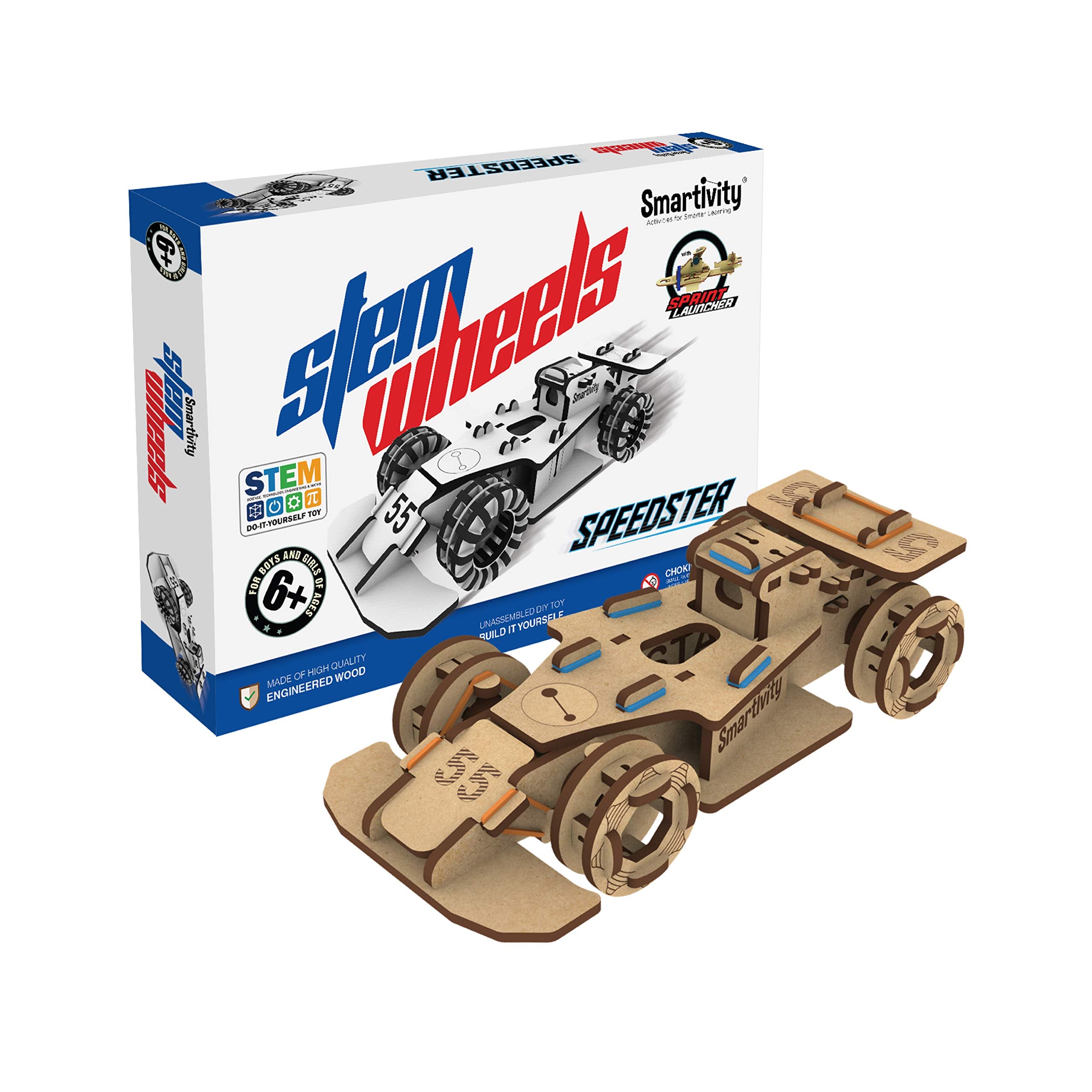 Smartivity Racing Car Toy for Kids 6-14 Years Old I Cool Birthday Gifts Ideas for Boys & Girls | DIY STEM Science Toys for 6,7,8,9,10,11,12,13,14 Years I Wooden Engineering Game