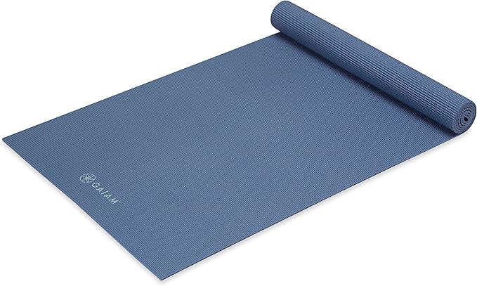 Gaiam Yoga Mat - Premium 5mm Solid Thick Non Slip Exercise & Fitness Mat for All Types of Yoga, Pilates & Floor Workouts (68" x 24" x 5mm) - High Tide