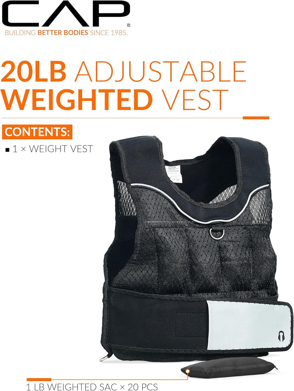 CAP 20 lb Adjustable Weighted Vest