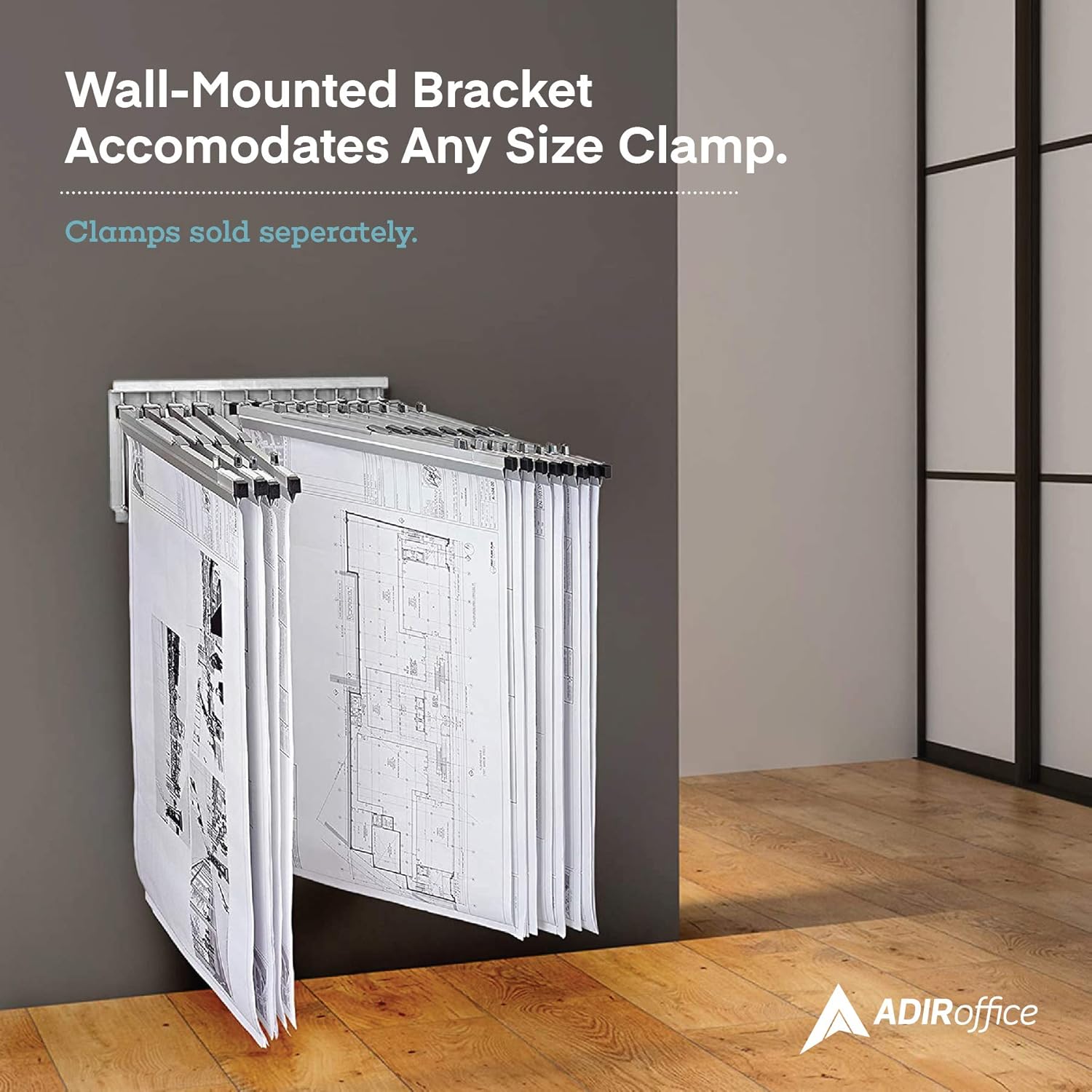Large File Pivot Wall Rack for Blueprints, White