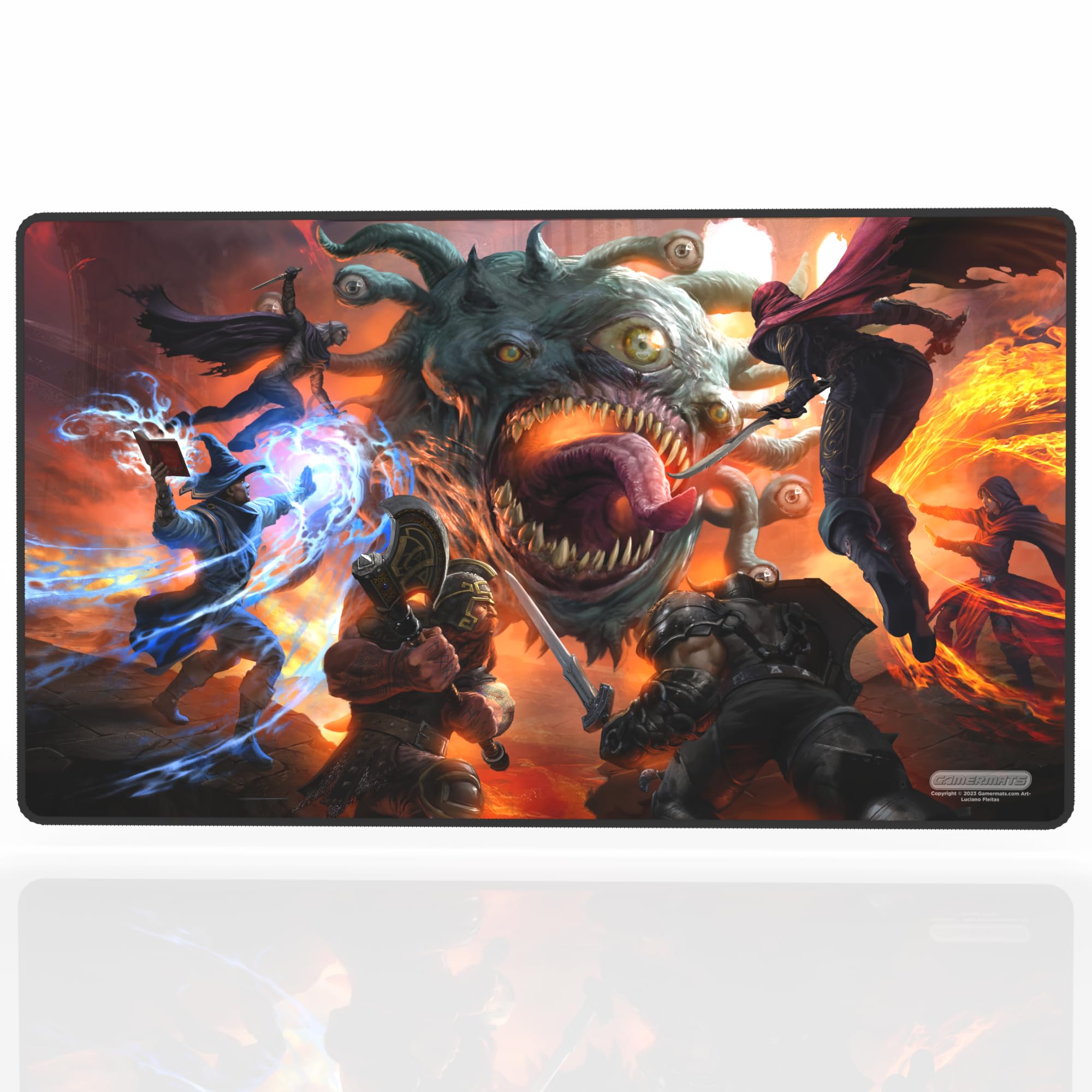 GamerMats Premium Stitched Playmats for Card Games & Computer Desktop PC Gaming - Unique Fantasy, Sci-fi, and Anime Designs, Non-Slip Rubber Base, Durable - MTG Compatible (Behold)