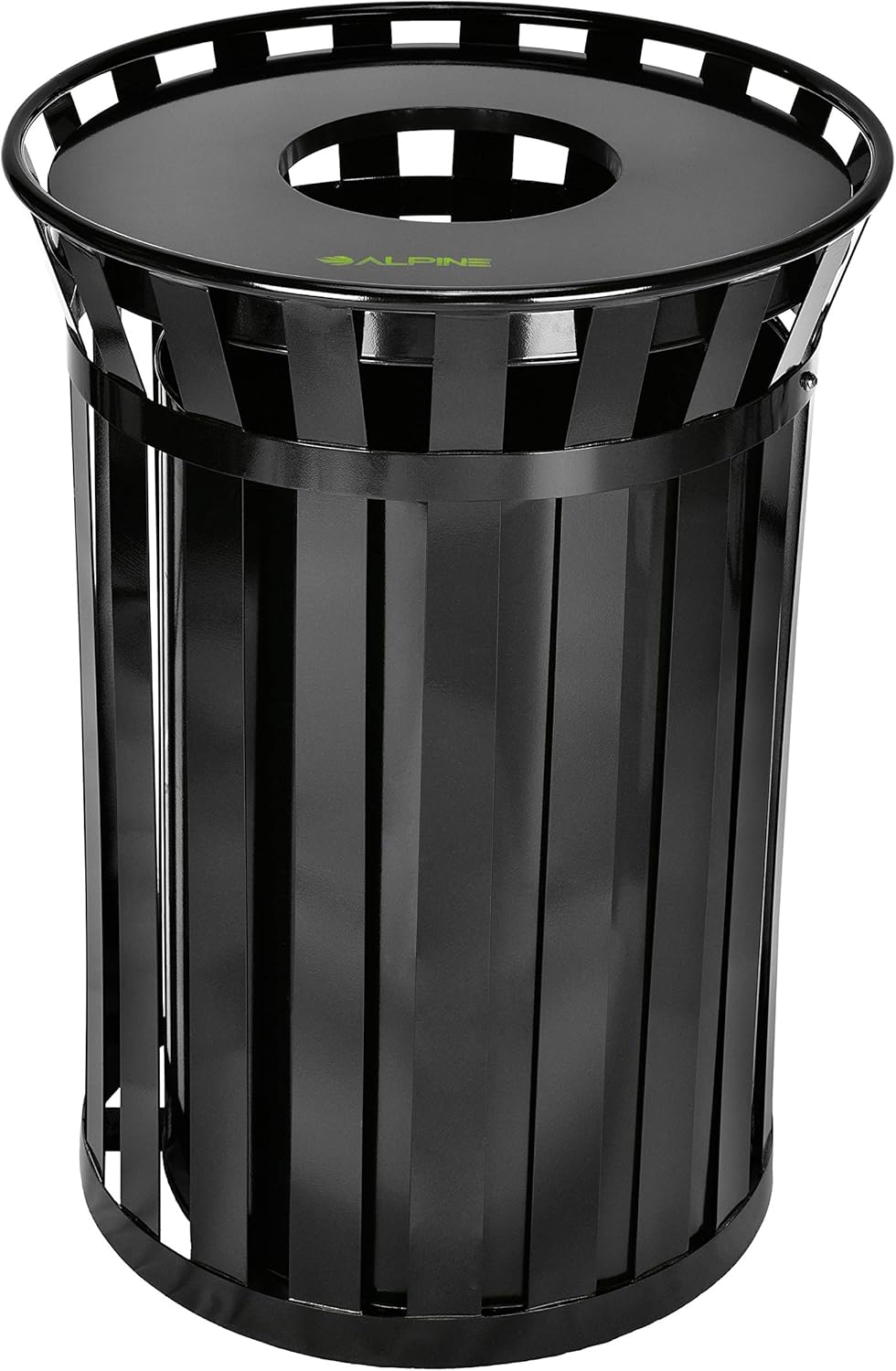 Alpine Industries Outdoor Metal Waste Receptacle - 38 Gallon Black