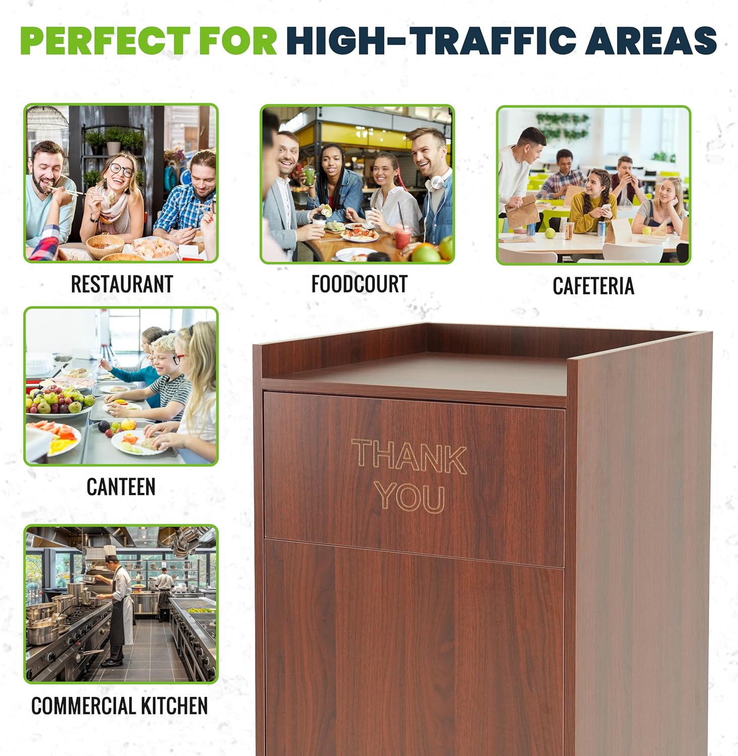 Mahogany 40 Gallon Wood Receptacle Enclosure with Drop Hole and Tray Shelf