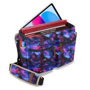 ENHANCE Designer Edition DnD Bag - Stylish RPG Player's Dungeons and Dragons Messenger Bag Fits Player's Handbook, Binders, Dice & Accessories with Tablet Sleeve and Side Pockets (Galaxy)