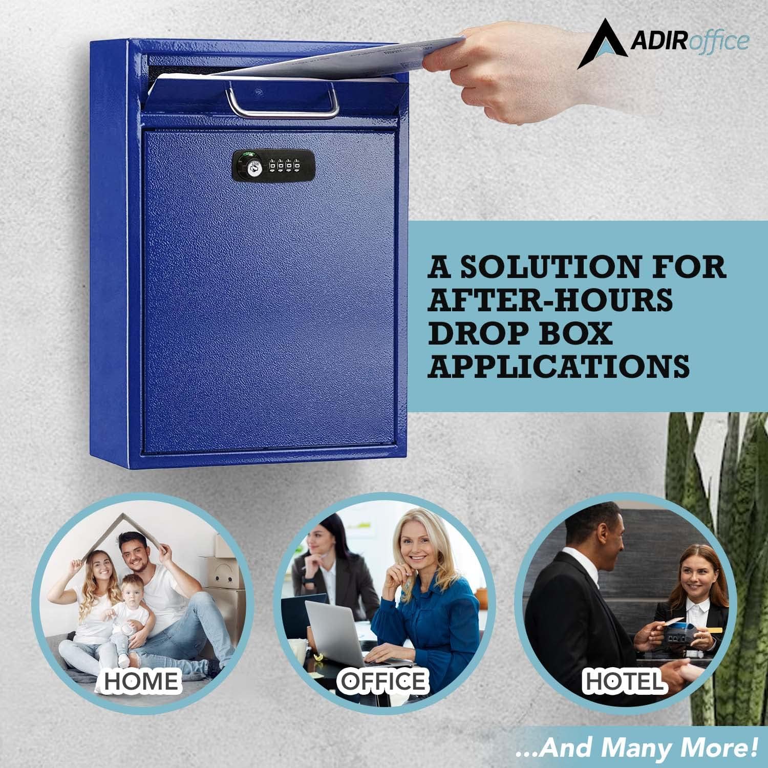 Large Wall Mountable Mailbox with Key and Combination lock