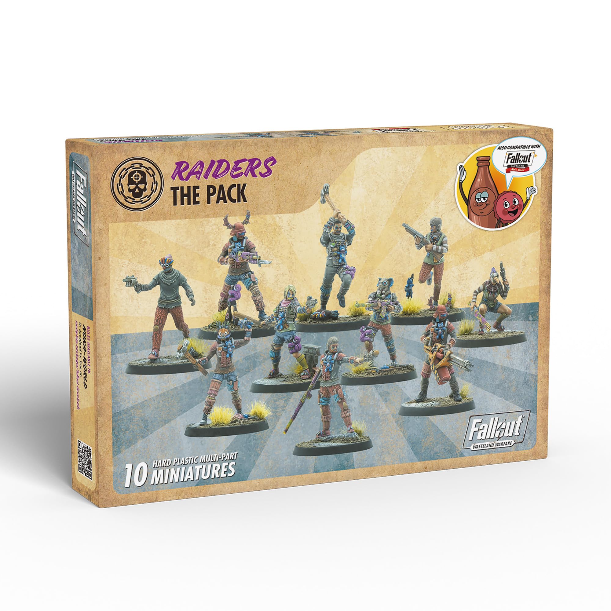 Modiphius Entertainment: Fallout Wasteland Warfare: Raiders - The Pack - 10 Unpainted Figures, Nuka World Wave, Miniatures Also Compatible w/ Factions