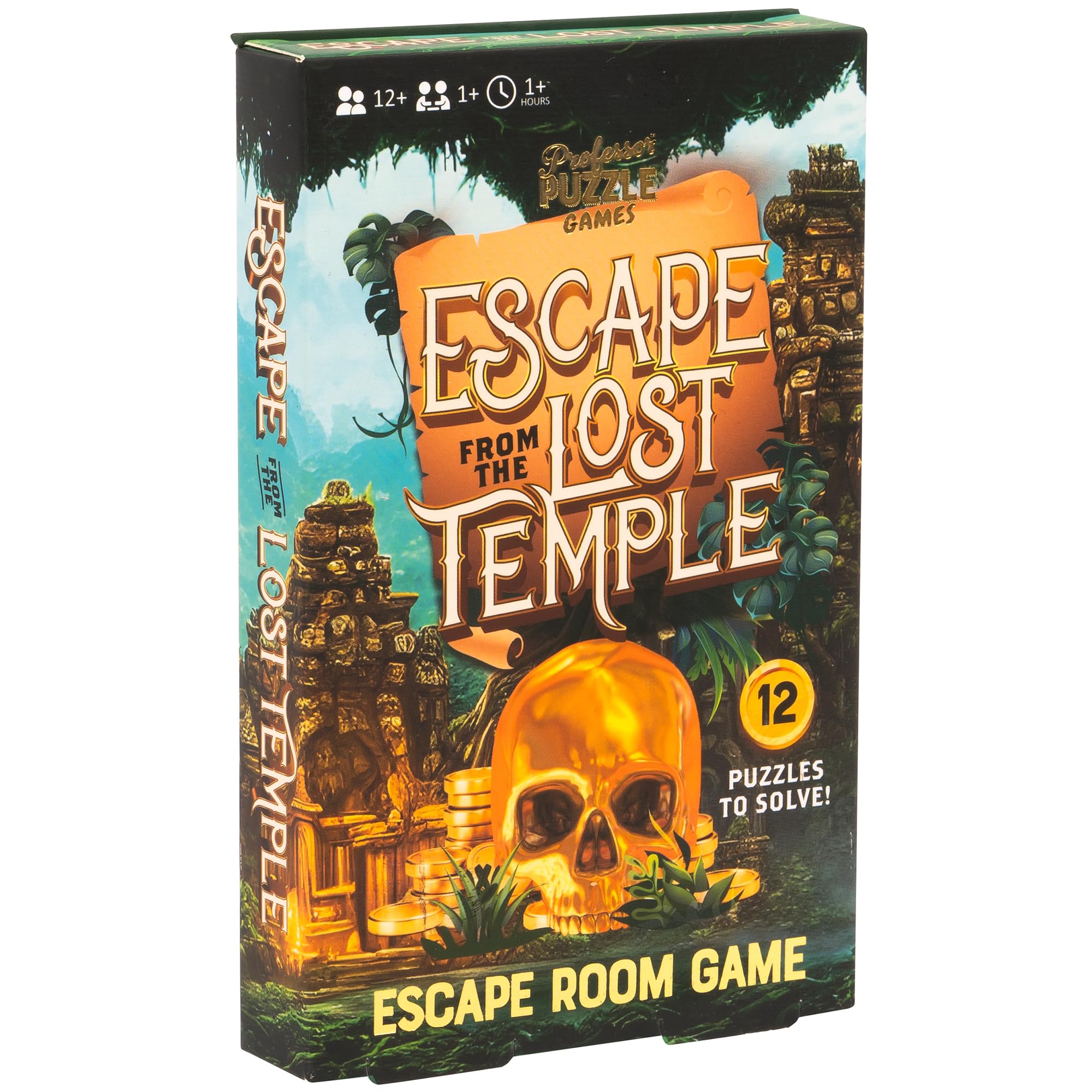 Professor Puzzle: Escape from The Lost Temple - Archeological Themed Escape Room Board Game, 12 Logic & Number Puzzles to Solve, Ages 12+, 1+ Players