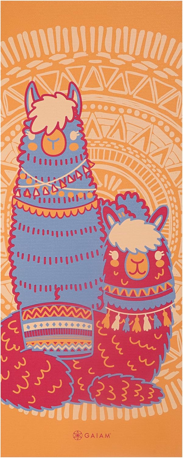 Llama Friends - Gaiam Kids Yoga Mat Exercise Mat, Yoga for Kids with Fun Prints - Playtime for Babies, Active & Calm Toddlers and Young Children (60" L x 24" W x 3mm Thick)