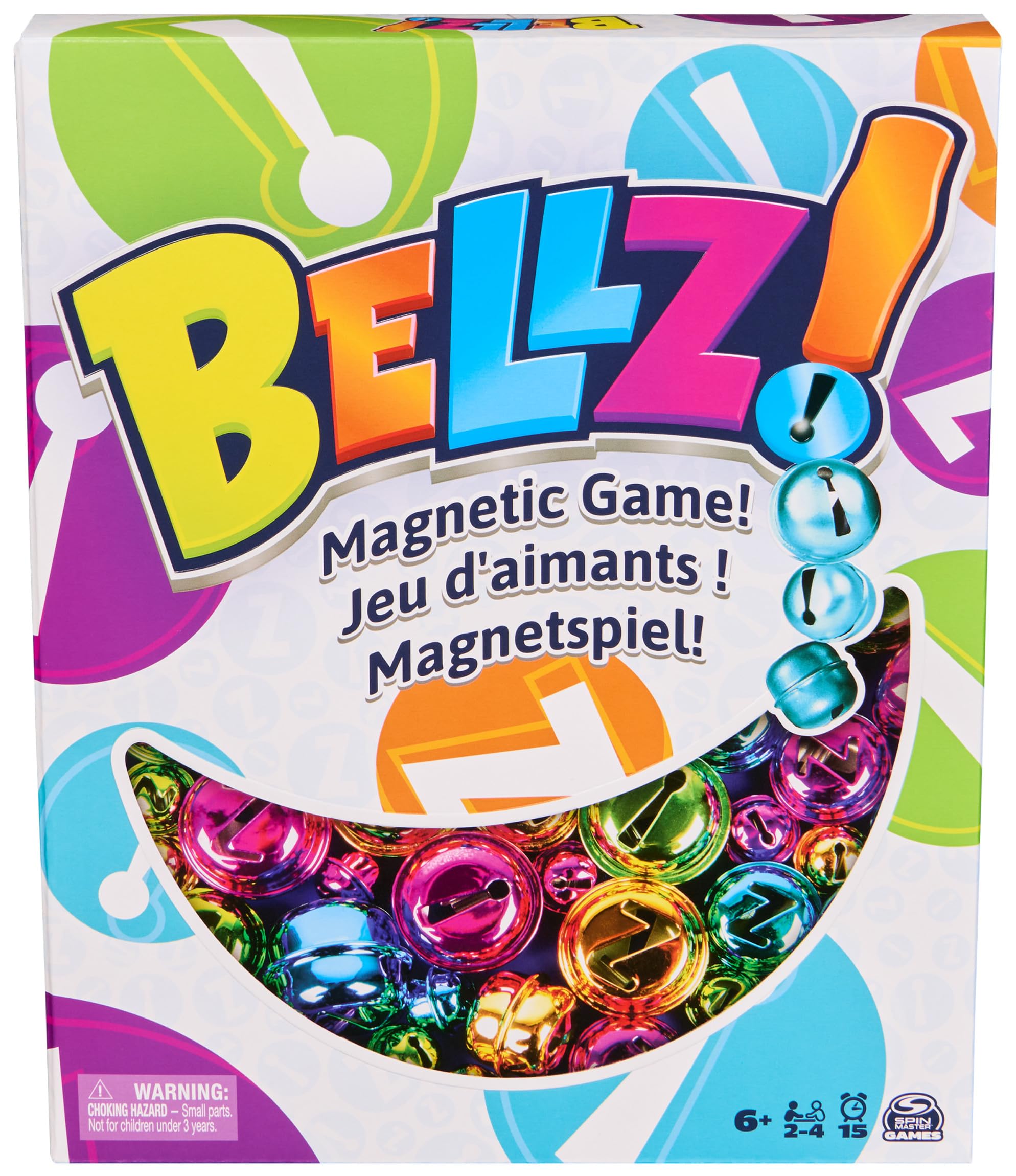 Spin Master Games, Bellz., The Quick to Pick-up Family Magnet Game with Magnetic Wand & Bells, Storage Pouch, ASMR Sounds, Travel Game, 1-4 Players, for Ages 6 & Up