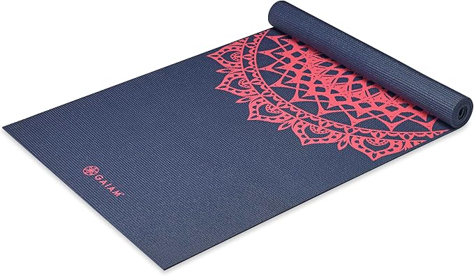 Gaiam Print Yoga Mat, Non Slip Exercise & Fitness Mat for All Types of Yoga, Pilates & Floor Exercises - Pink Marrakesh