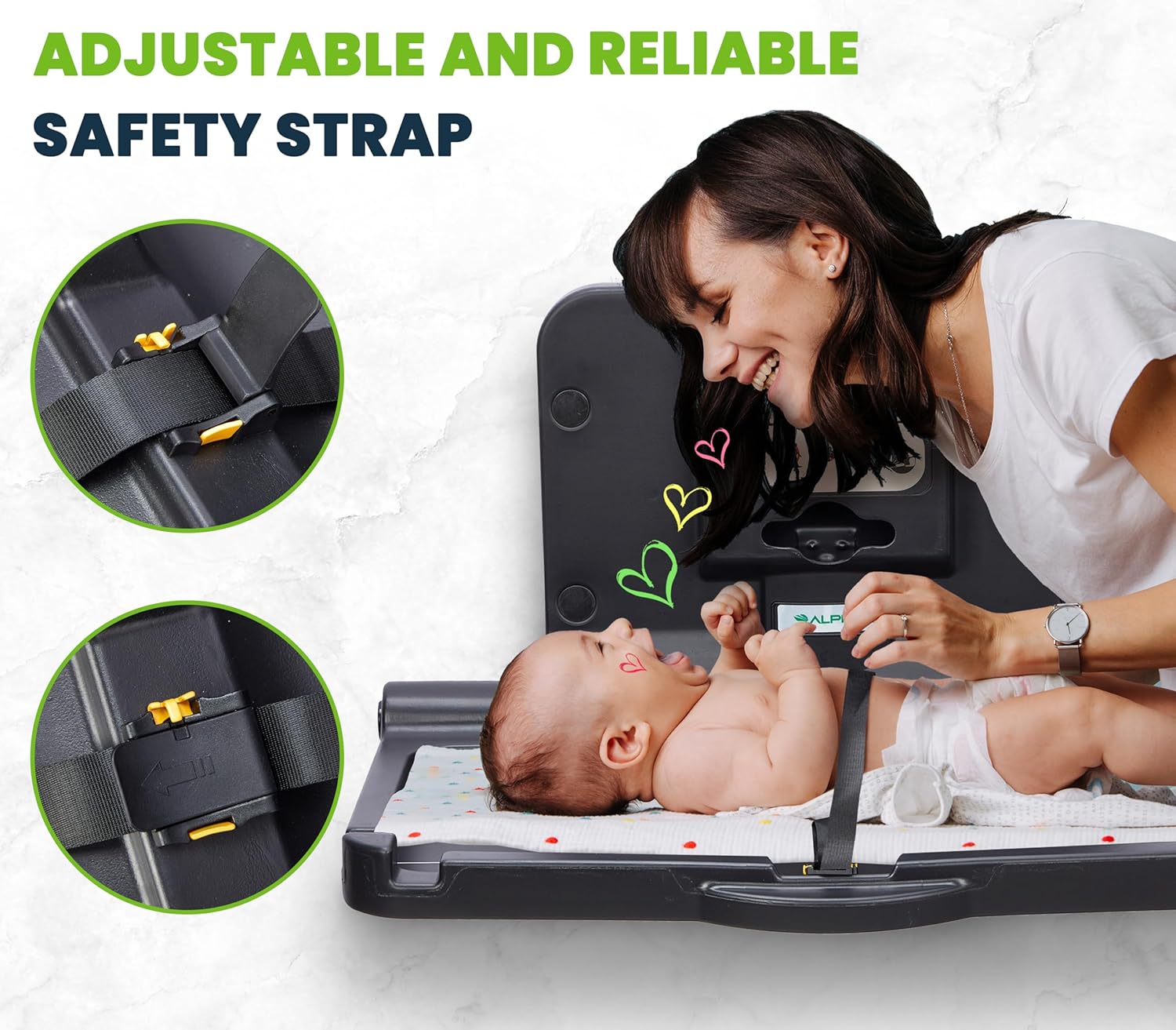 Alpine Industries Black Horizontal Baby Changing Station