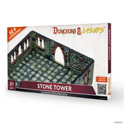 Dungeons & Lasers Stone Tower RPG Terrain for DND and 5E Compatible Miniature Games - Modular Design for Fast Assembly - Unpainted - Ages years 14+