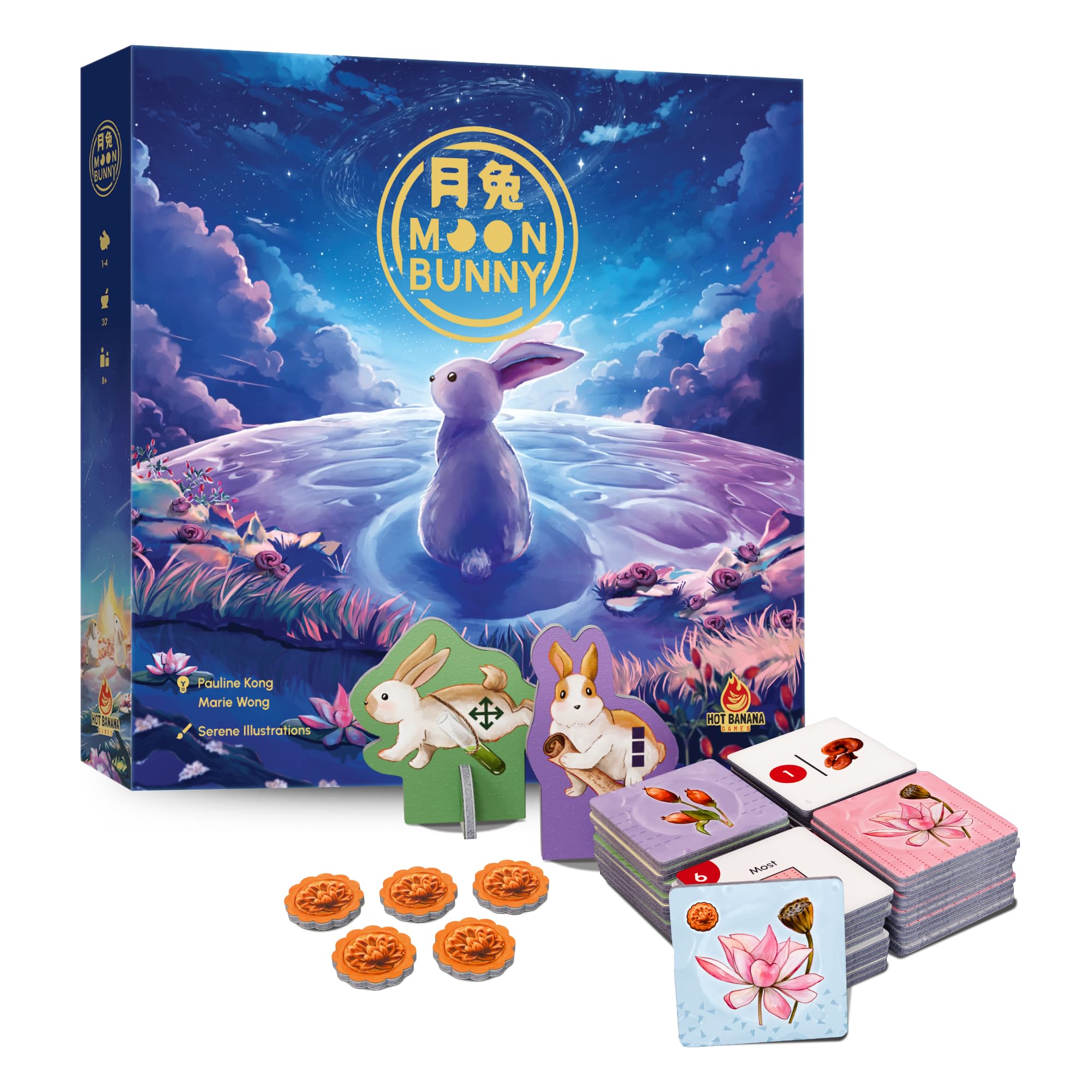 Hot Banana Games Moon Bunny Board Game Asian Folklore Inspired Strategy & Tile Placement | 1–4 Players, 30–60 Min
